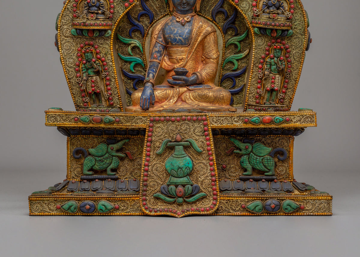 Himalayan Crowned Shakyamuni Buddha Statue | Crowned Buddha Figurine