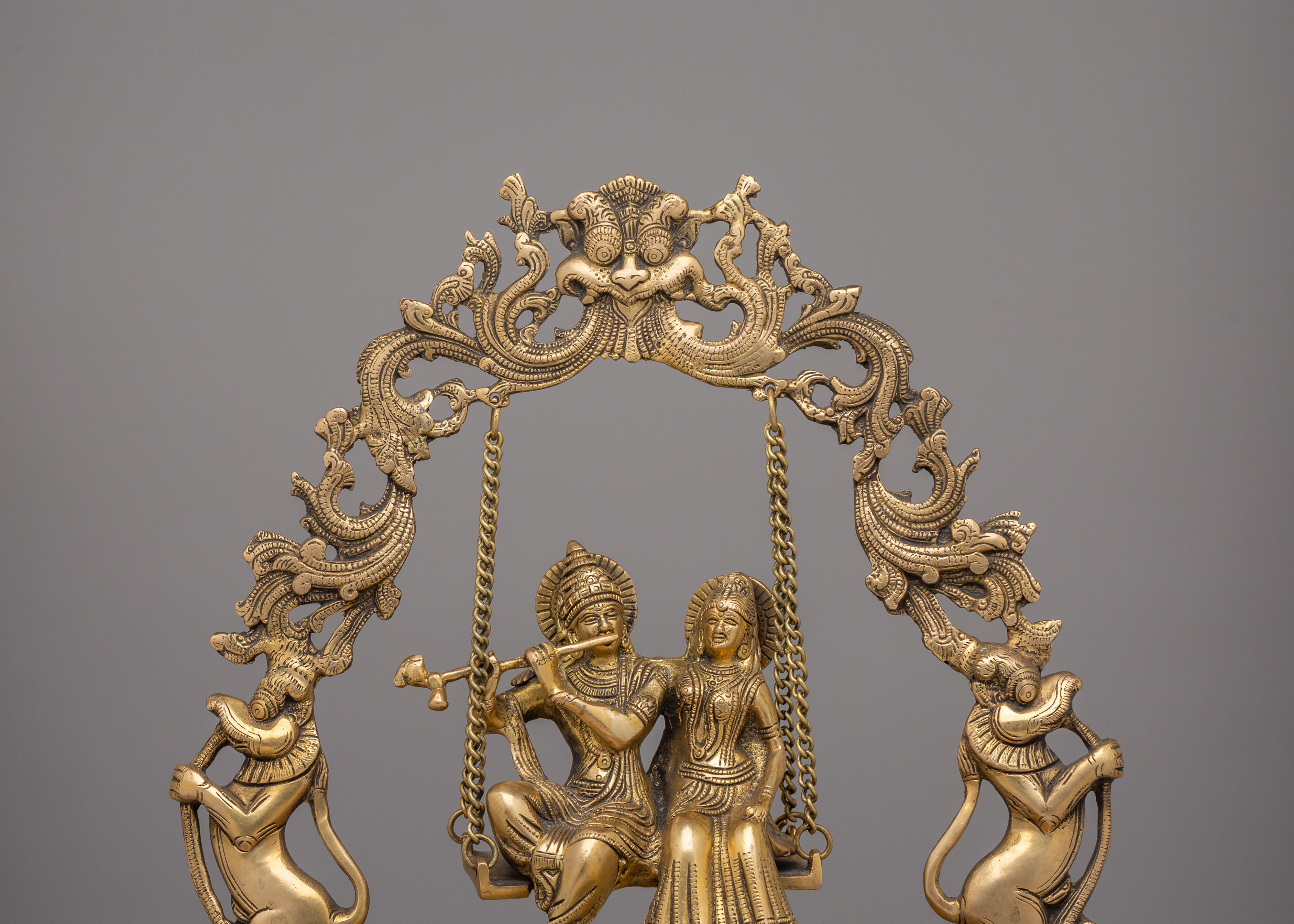 Radha Krishna Jhoola Urli | Decorative Brass Swing Url Bowl