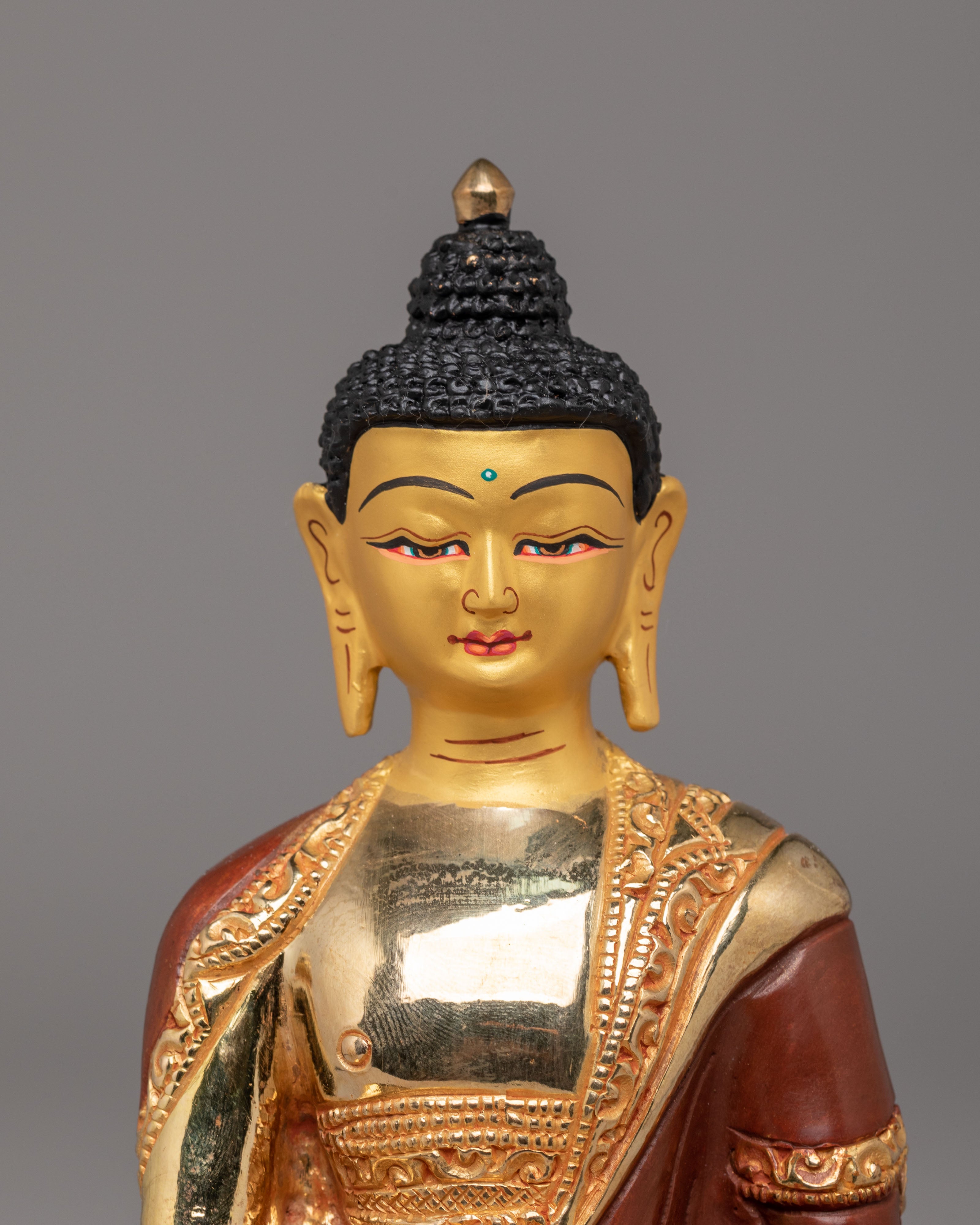 Historic Shakyamuni Buddha Statue | Gold Plated Buddhist Altar Decor