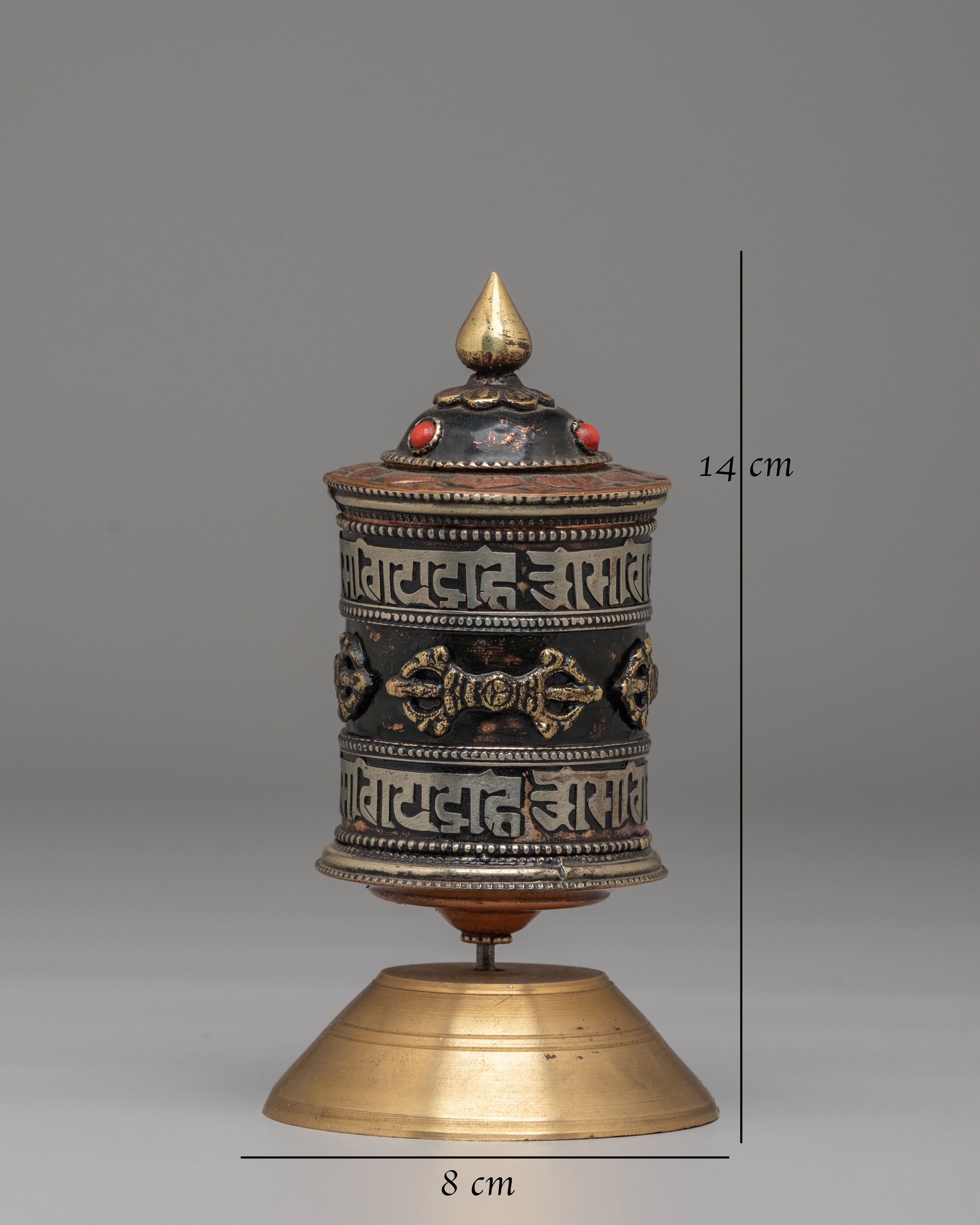 Buddhist Ritual Prayer Wheel | Tibetan Copper Mani Wheel