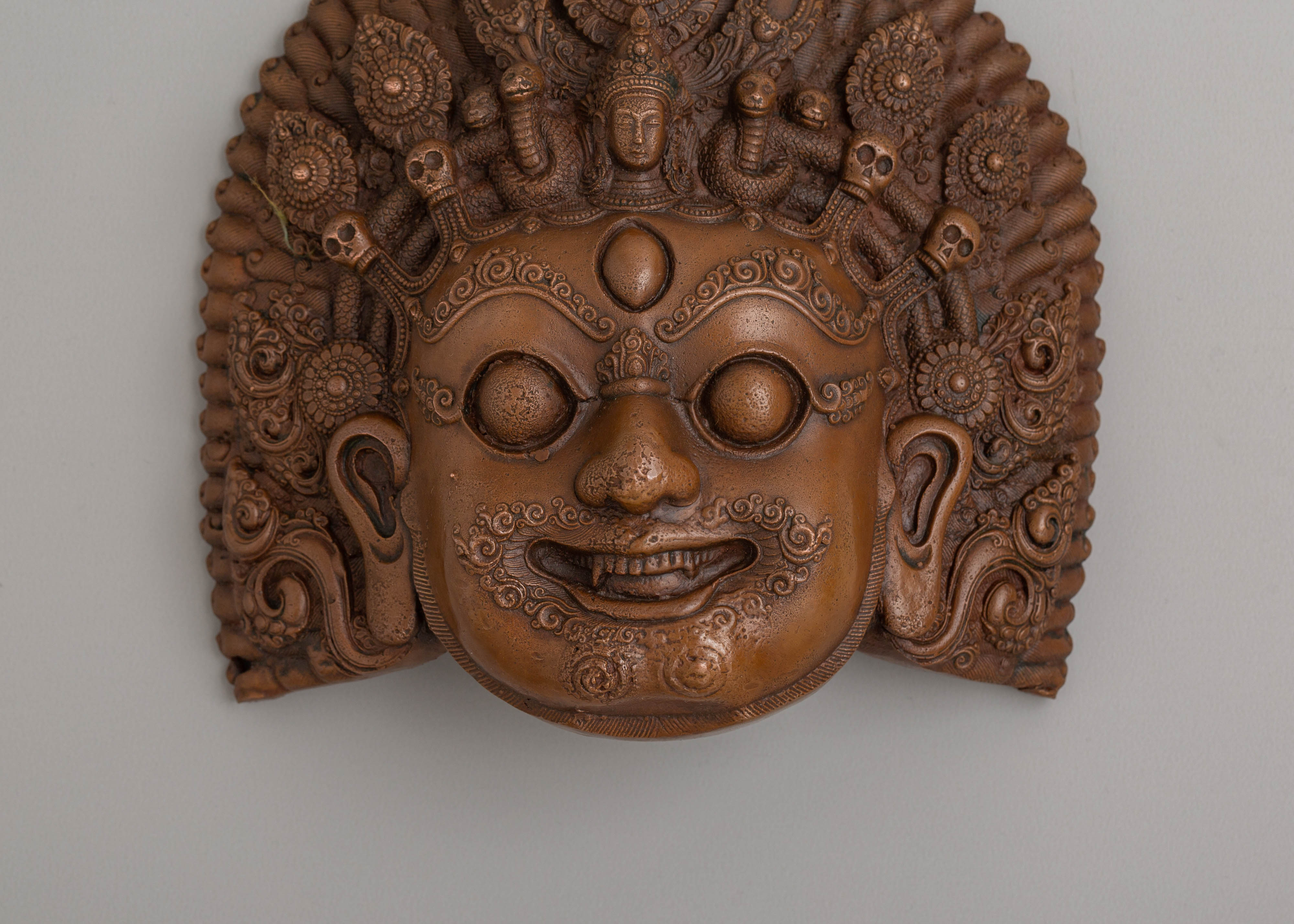 Sacred Bhairava Wall Hanging | Oxidized Copper Buddhist Artwork
