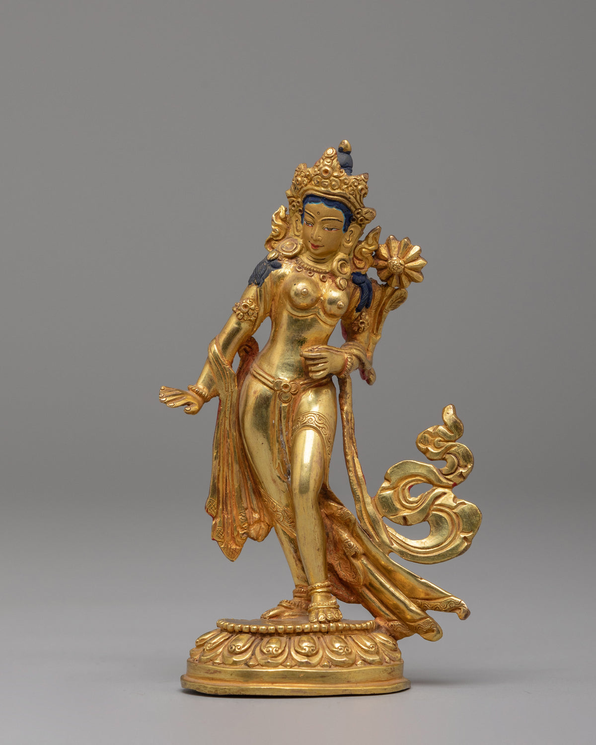 Traditional Standing Tara Sculpture | 24K Gold Buddhist Sculpture