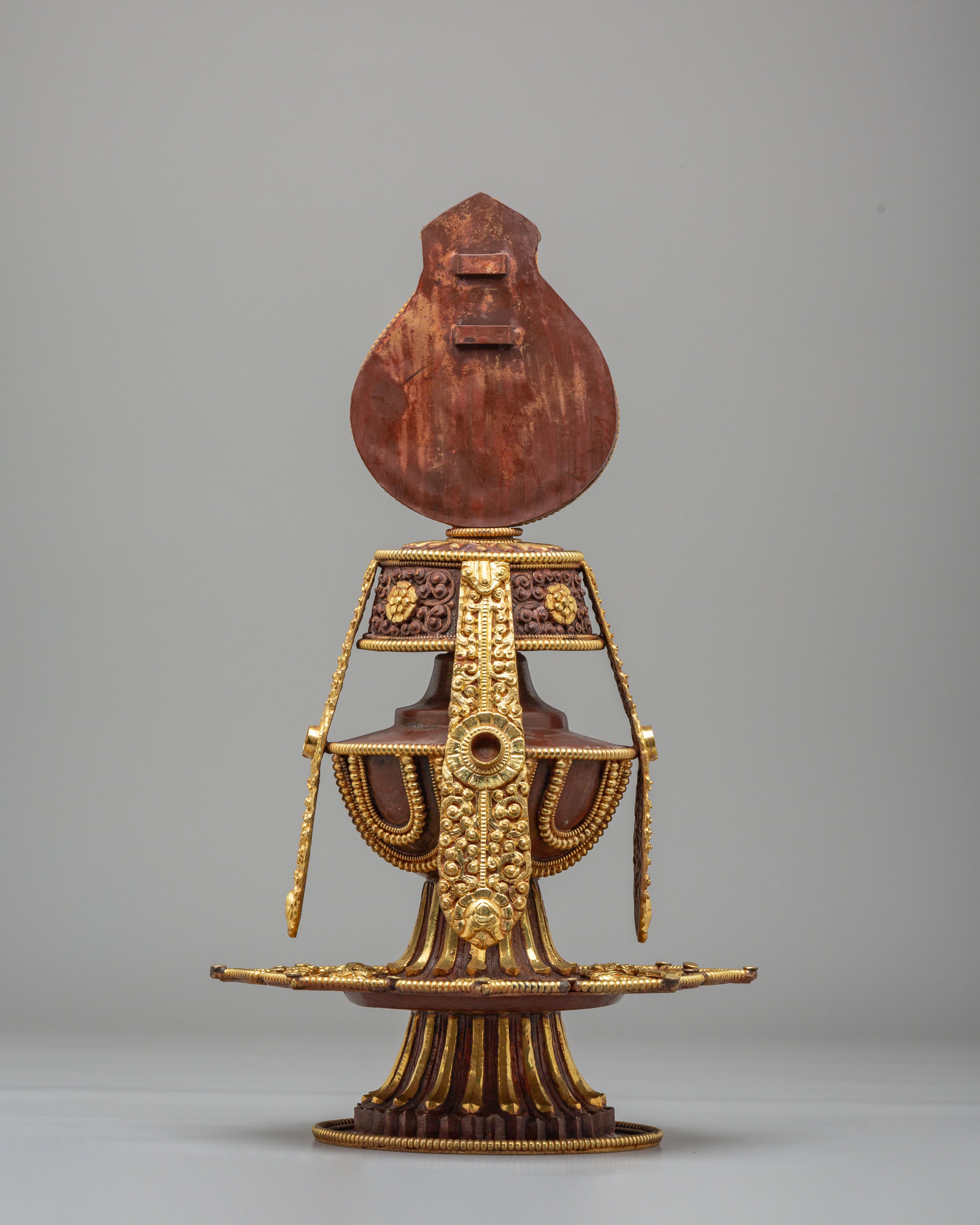 Sacred Tibetan Long-Life Vase | Gold Plated Copper Buddhist Altar Vessel