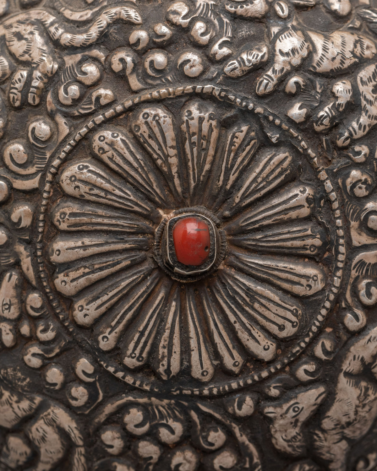 Traditional Himalayan Snuff Bottle | Handcrafted Silver Decorative Vessel