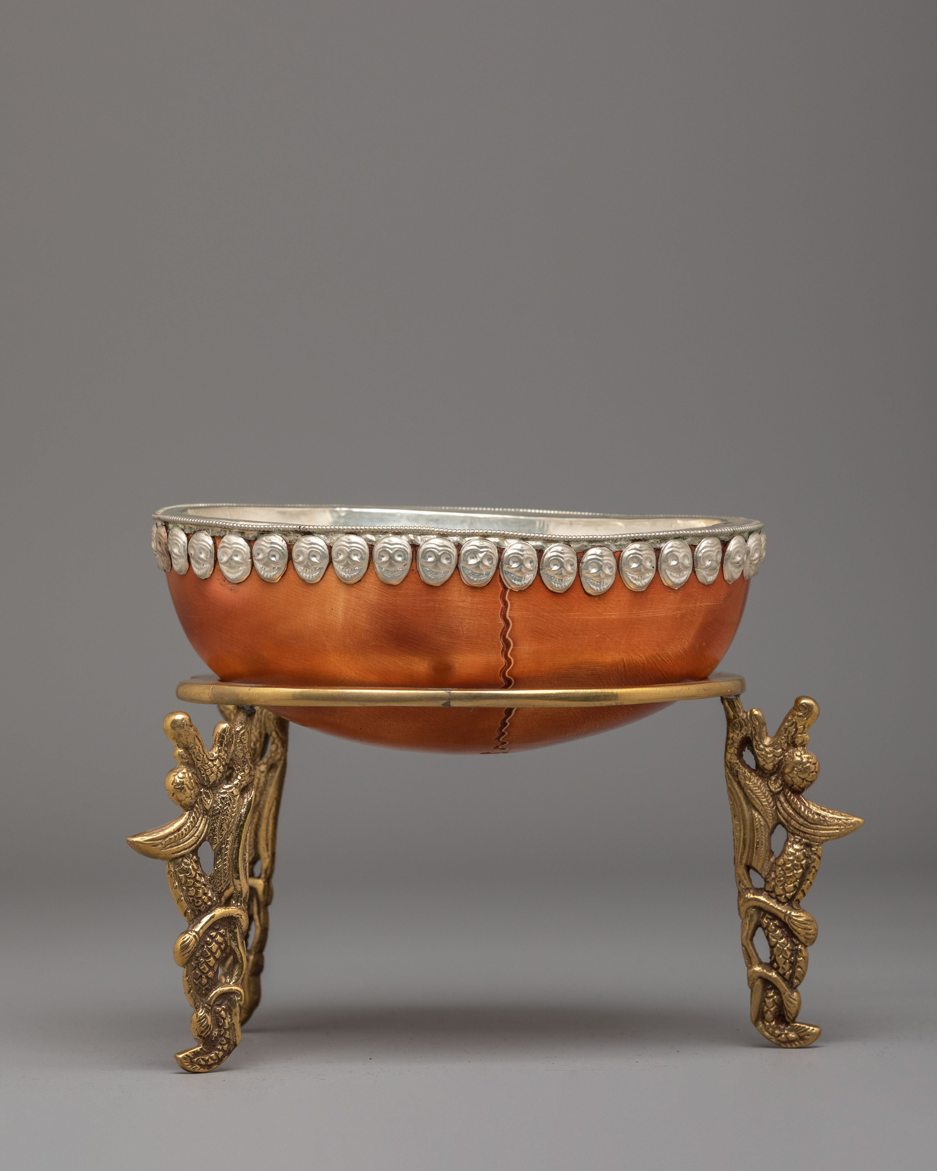 Handmade Kapala Ritual Cup with Stand | Tibetan Buddhist Ritual Bowl