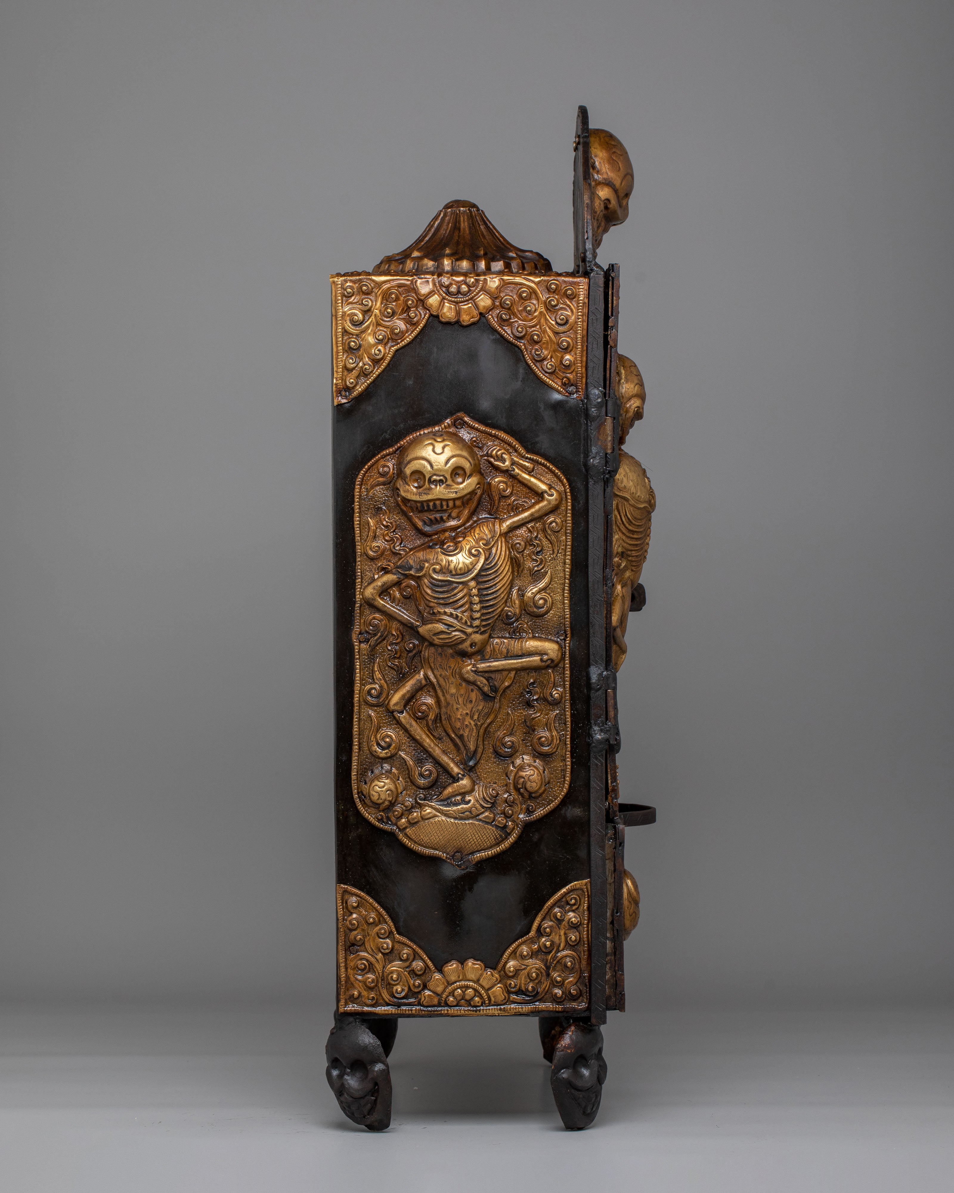 Tibetan Altar Box with Chitipati Motif | Handcrafted Sacred Decor