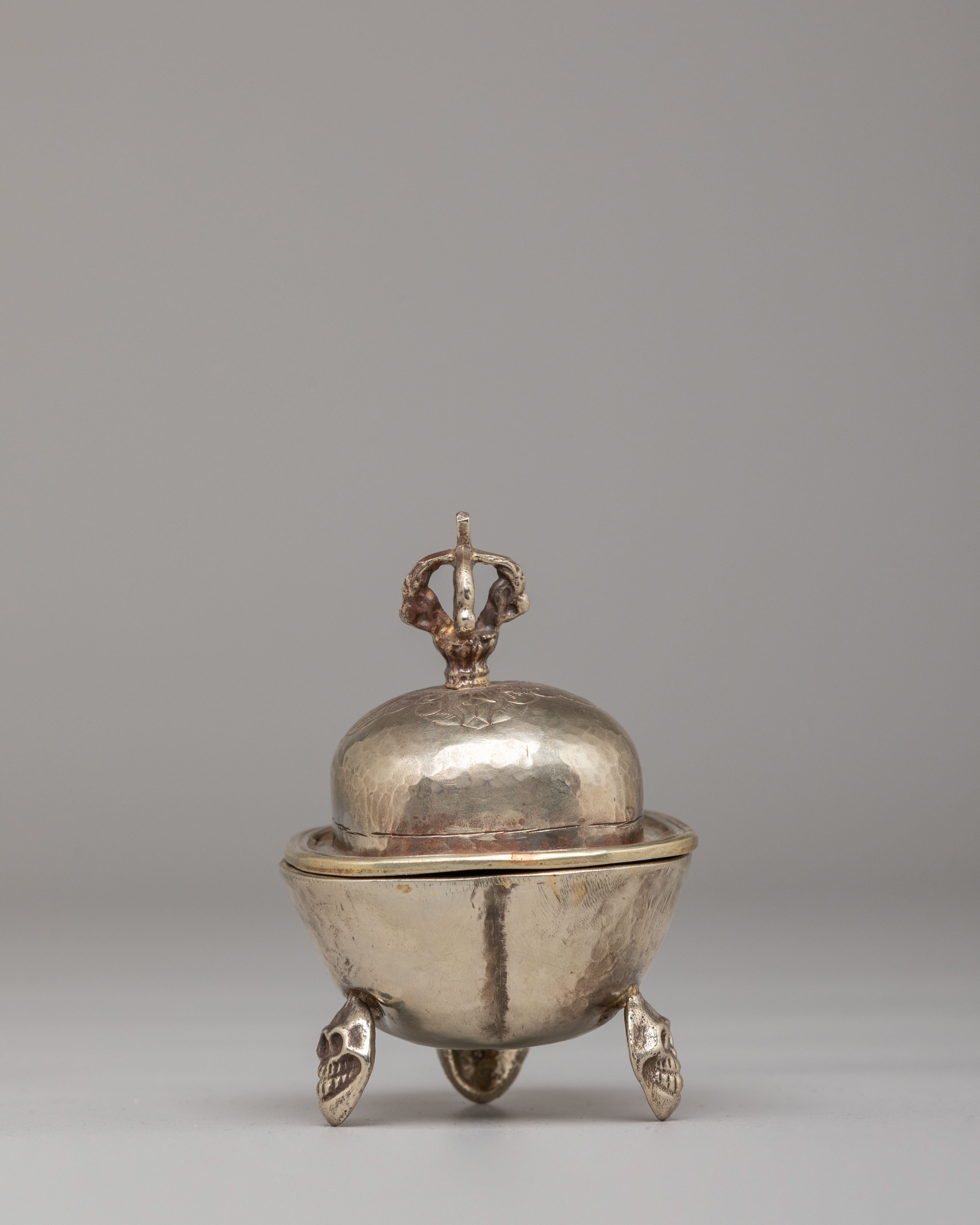 Buddhist Ritual Kapala With Vajra Top | Sacred Skull Offering Vessel