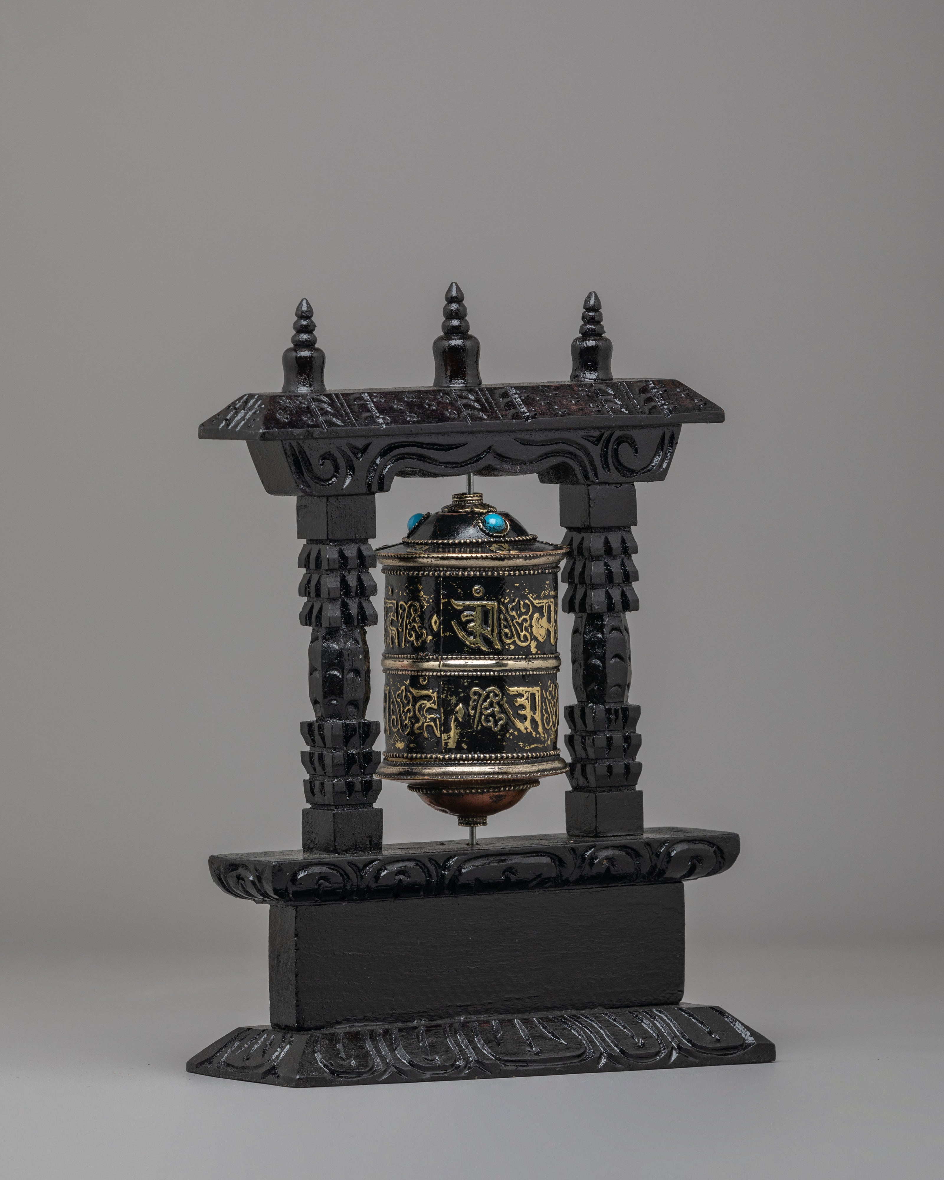 Rotating Tibetan Prayer Wheel for Blessings | Handcrafted Mantra Spinner