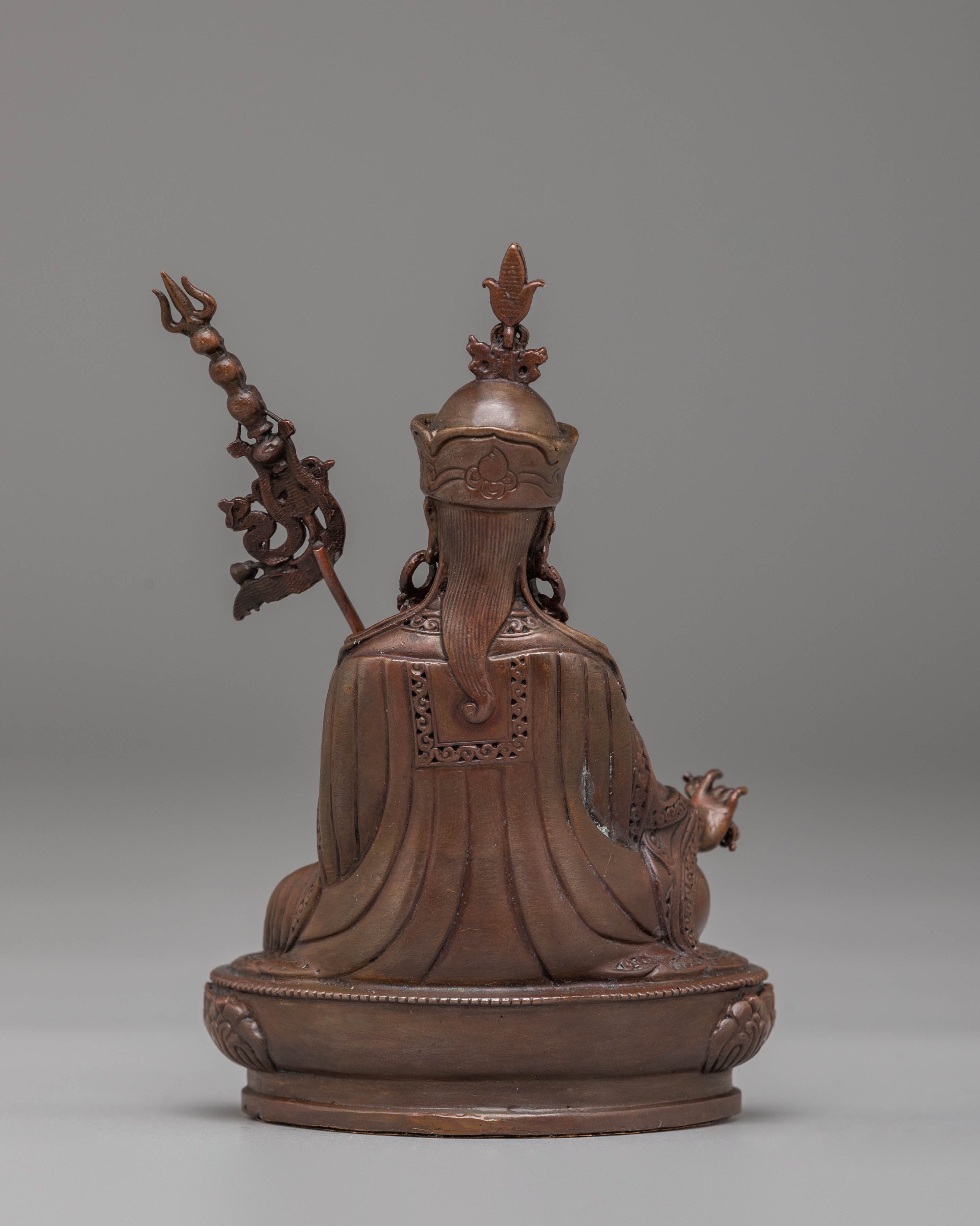 Traditional Tibetan Guru Rinpoche Statue | Oxidized Copper Figurine