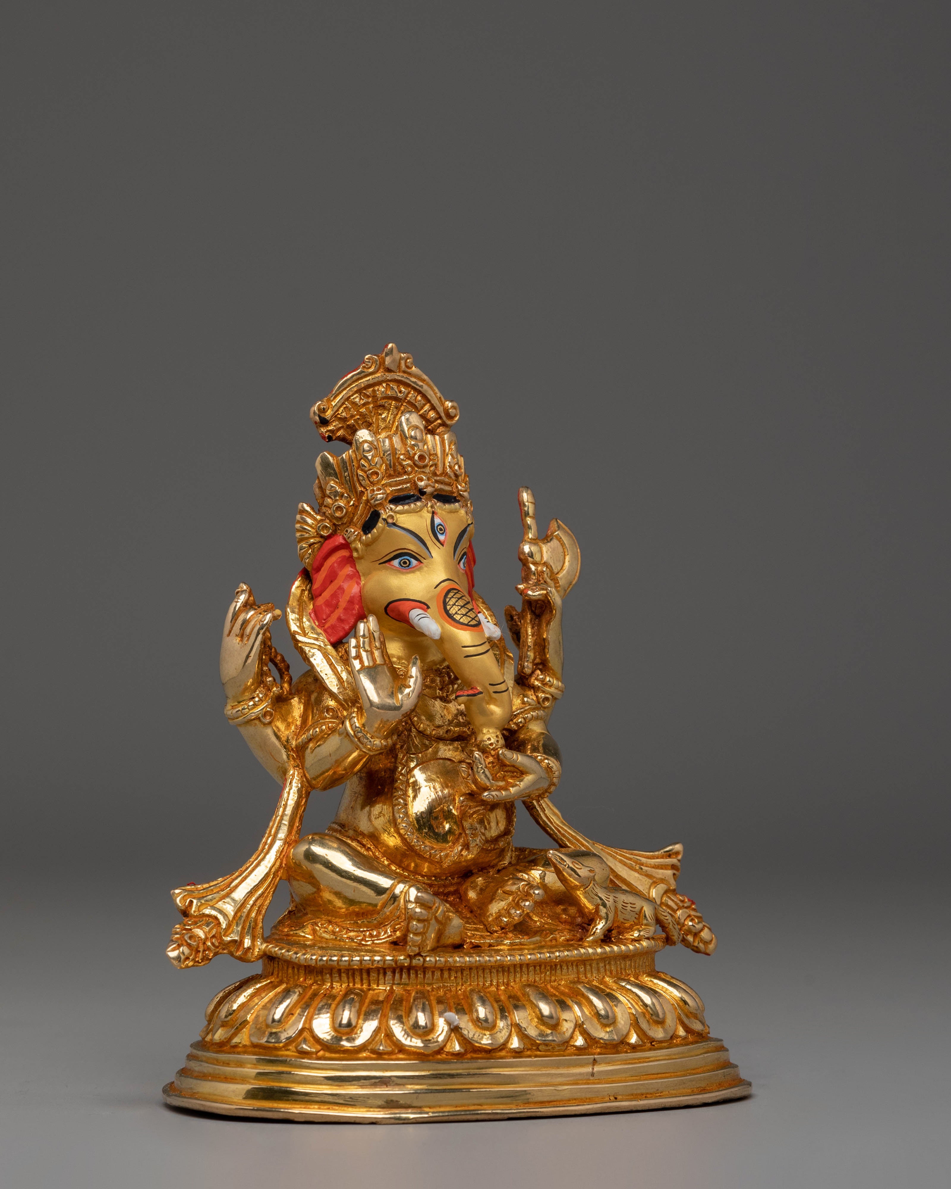 Lord Ganesha Statue for Altars | Gold Plated Copper Figurine