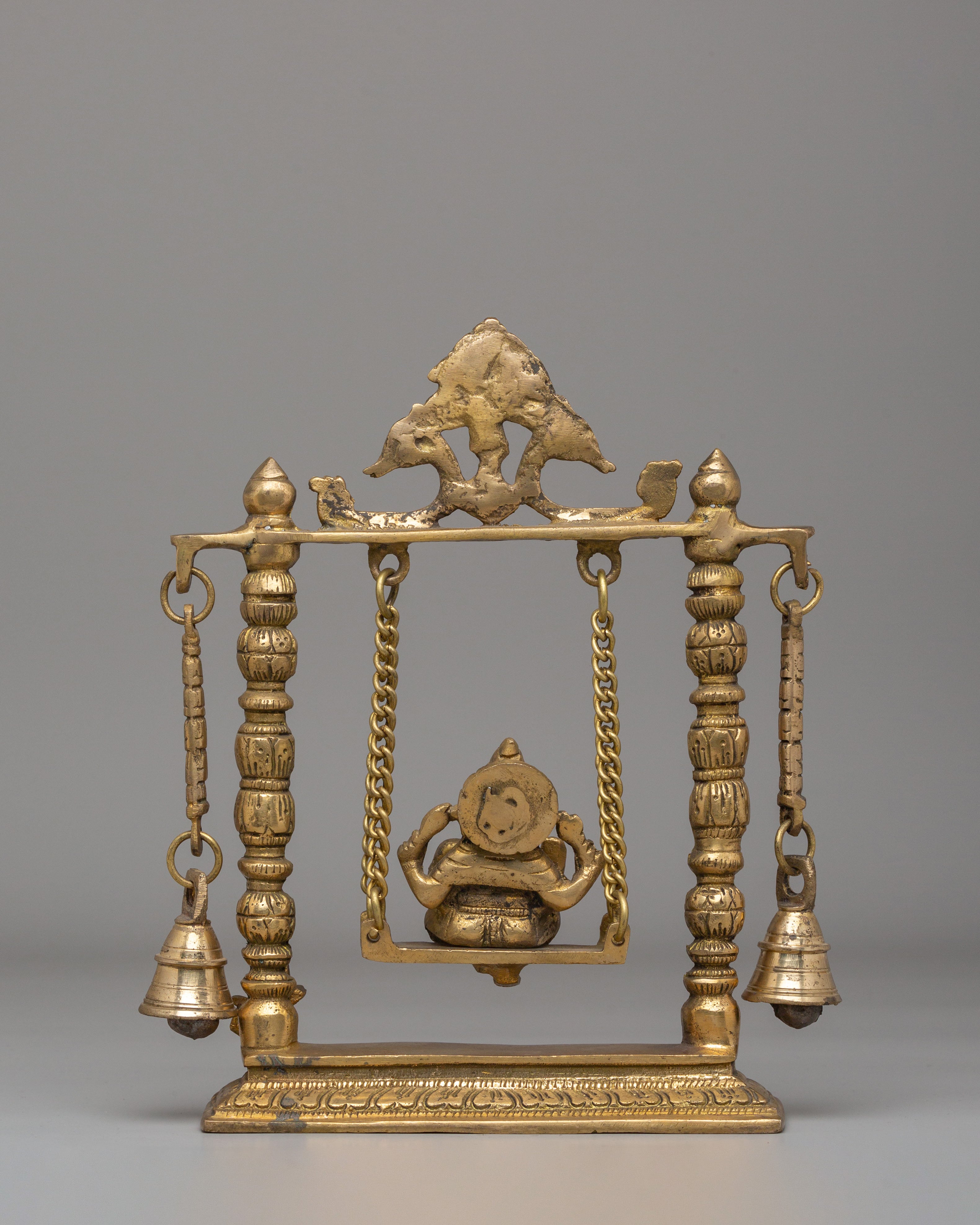Handmade Ritual Ganesh on Swing | Brass Hindu God Figurine