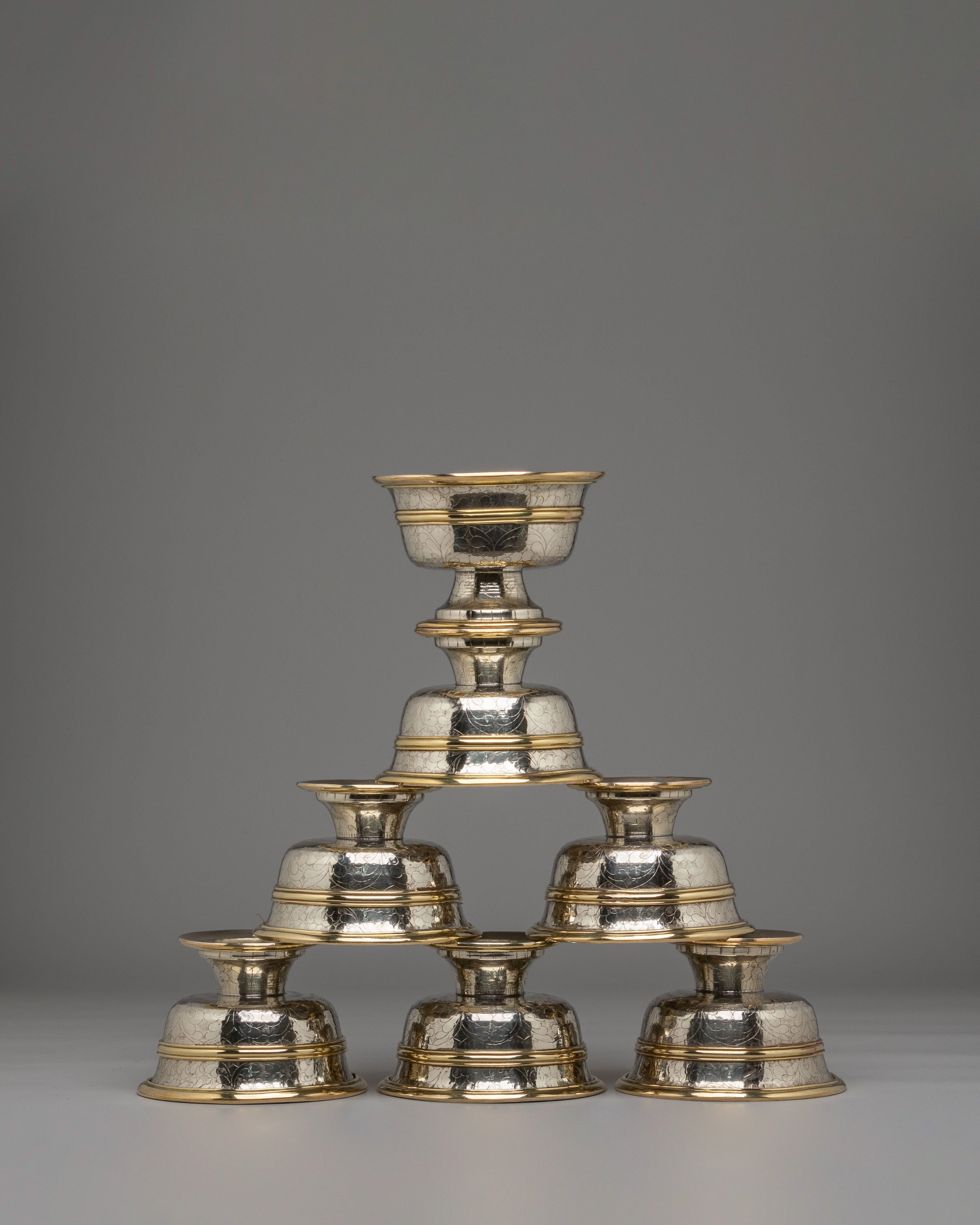 Buddhist Water Offering Bowls Set | Seven Sacred Bowls for Meditation