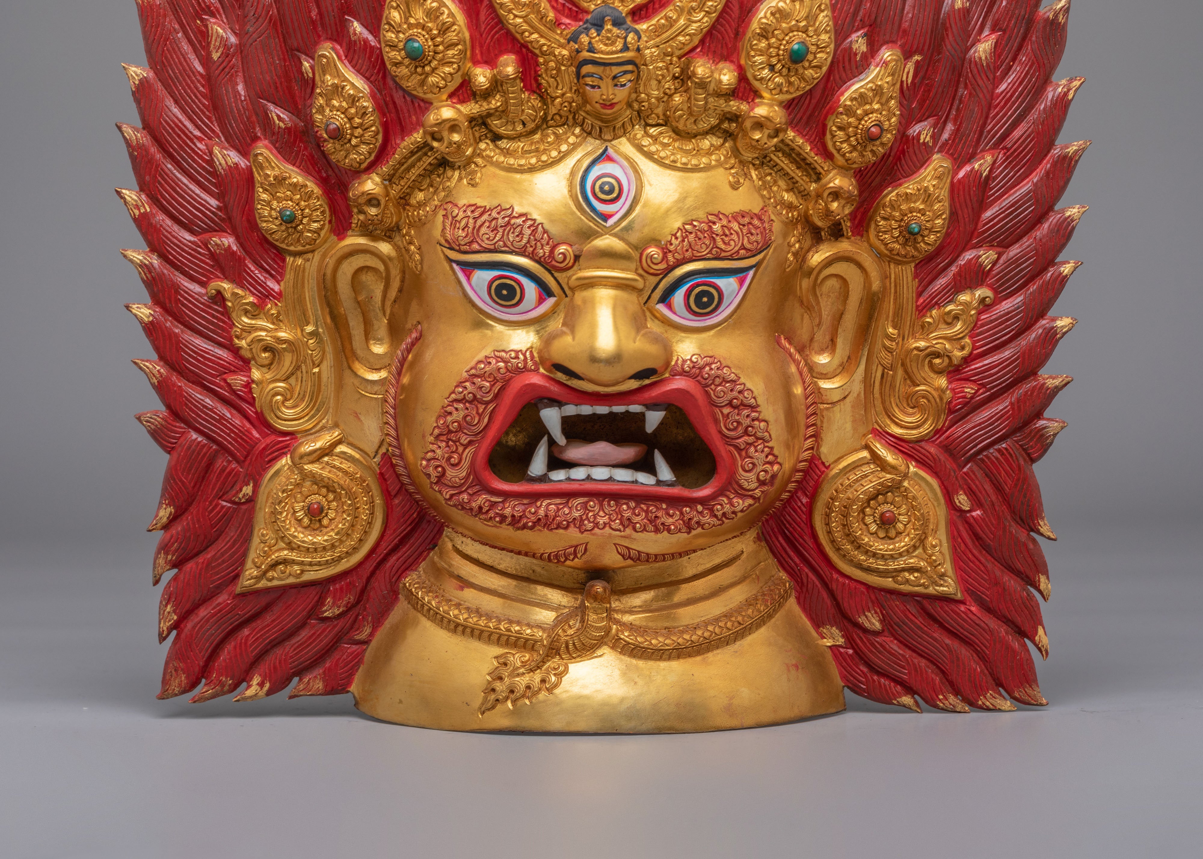 Dharmapala Mahakala Wall Hanging | Gold Plated Mahakala Wall Art