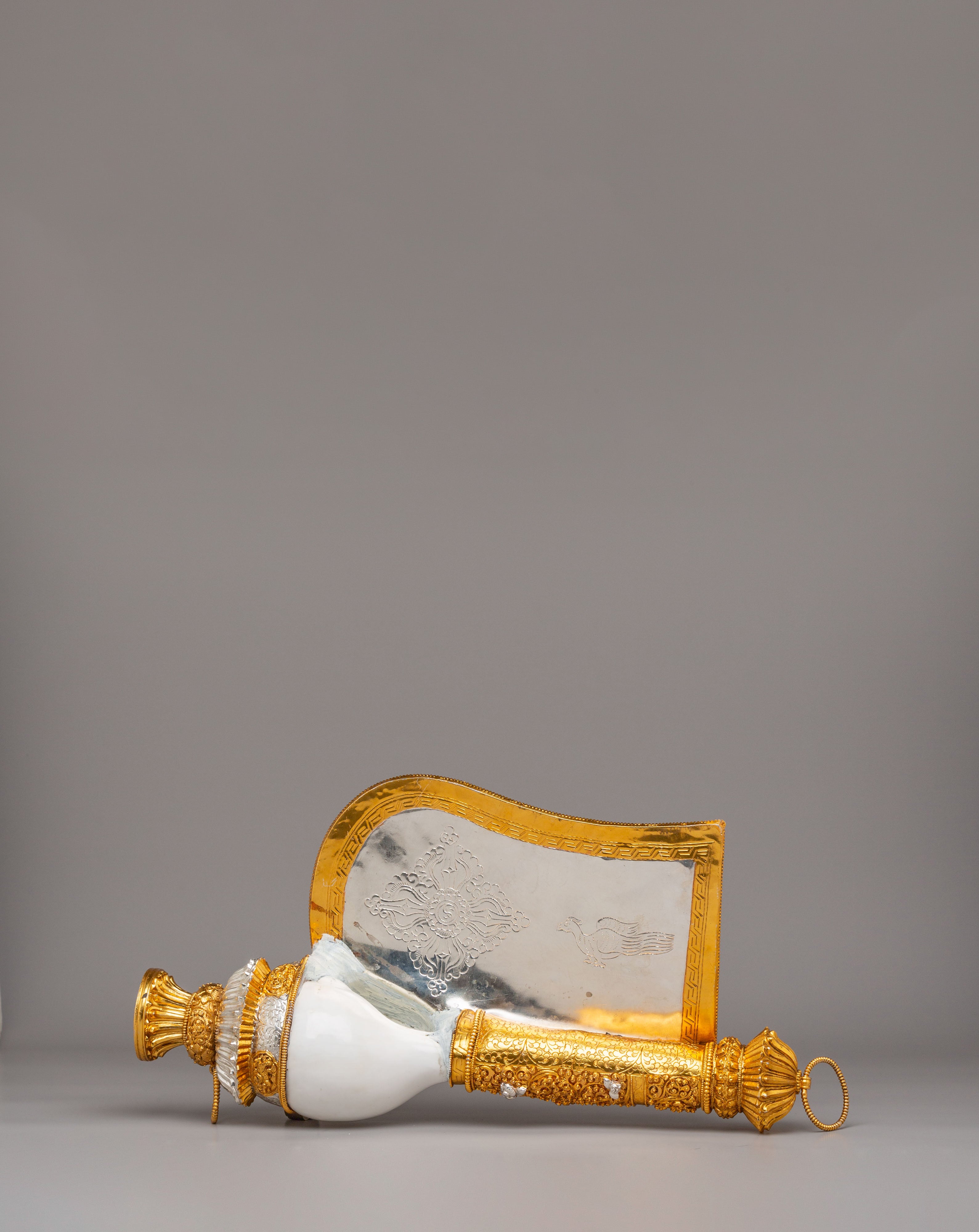 Tibetan Dragon Conch Shell For Prayer | Handcrafted Ritual Artifact