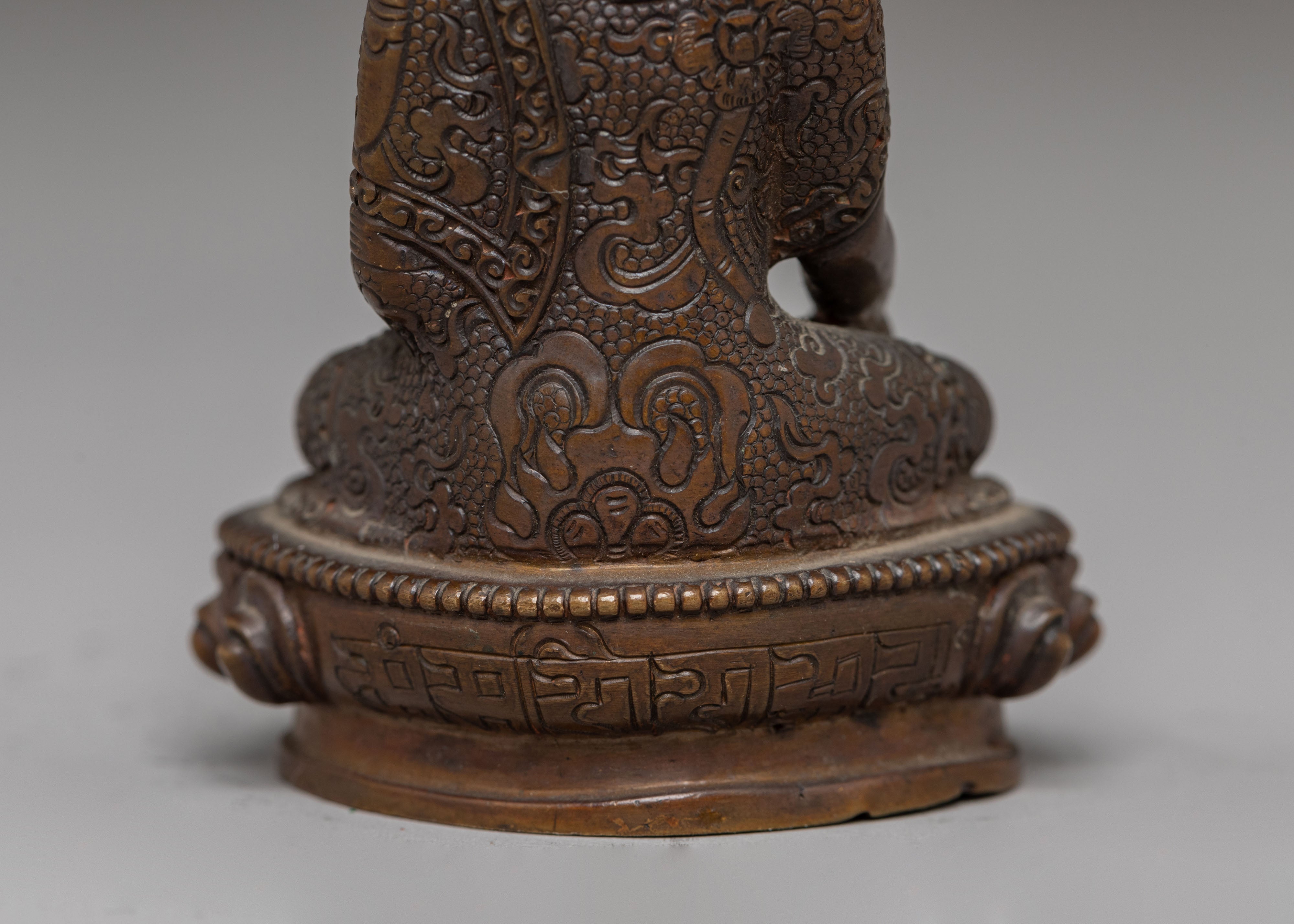 Handcrafted Oxidized Copper Shakyamuni Buddha Sculpture