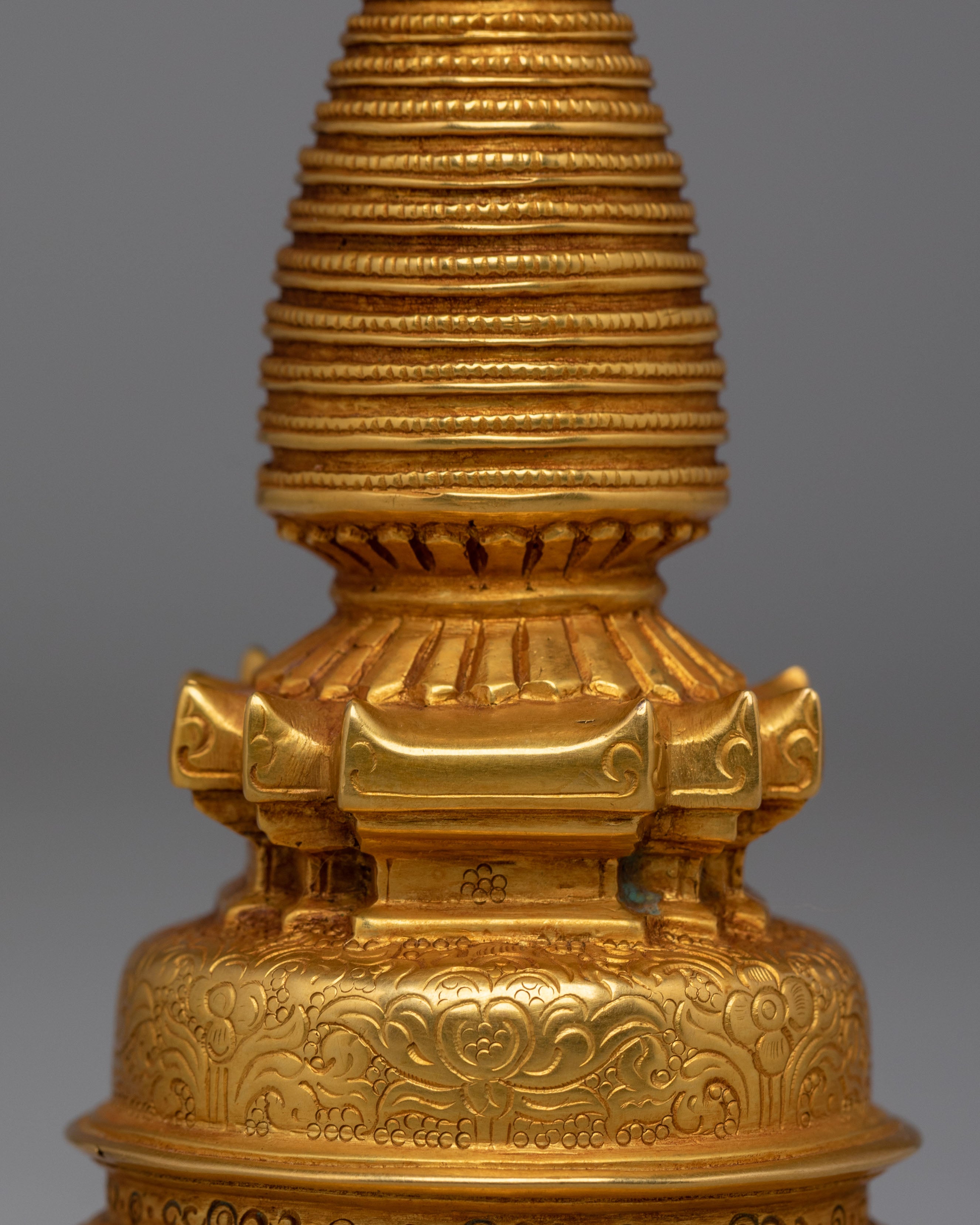 Handmade Kadampa Enlightment Stupa | Gold Plated Tibetan Stupa