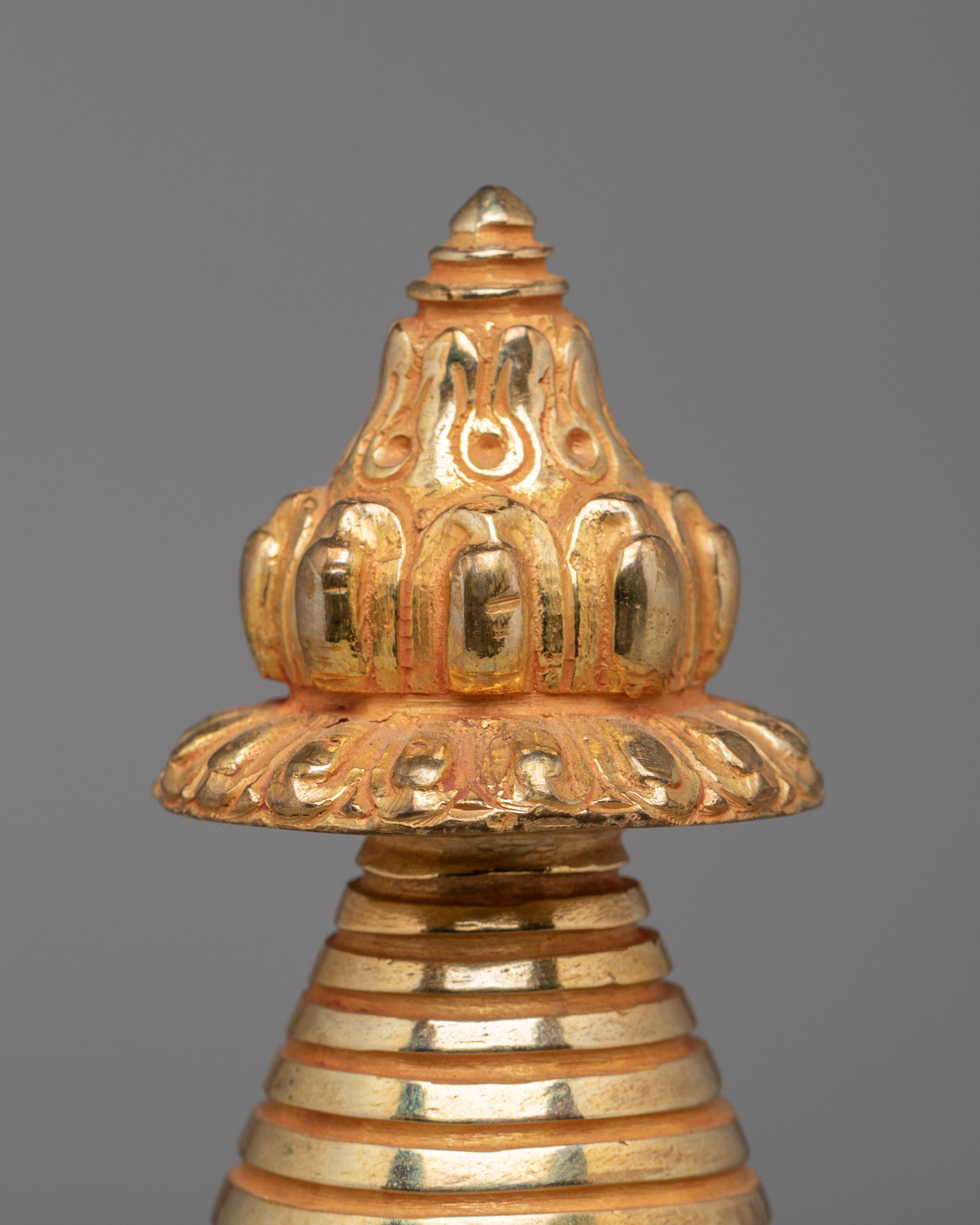 Sacred Gold Plated Kadampa Stupa | Tibetan Buddhist Art