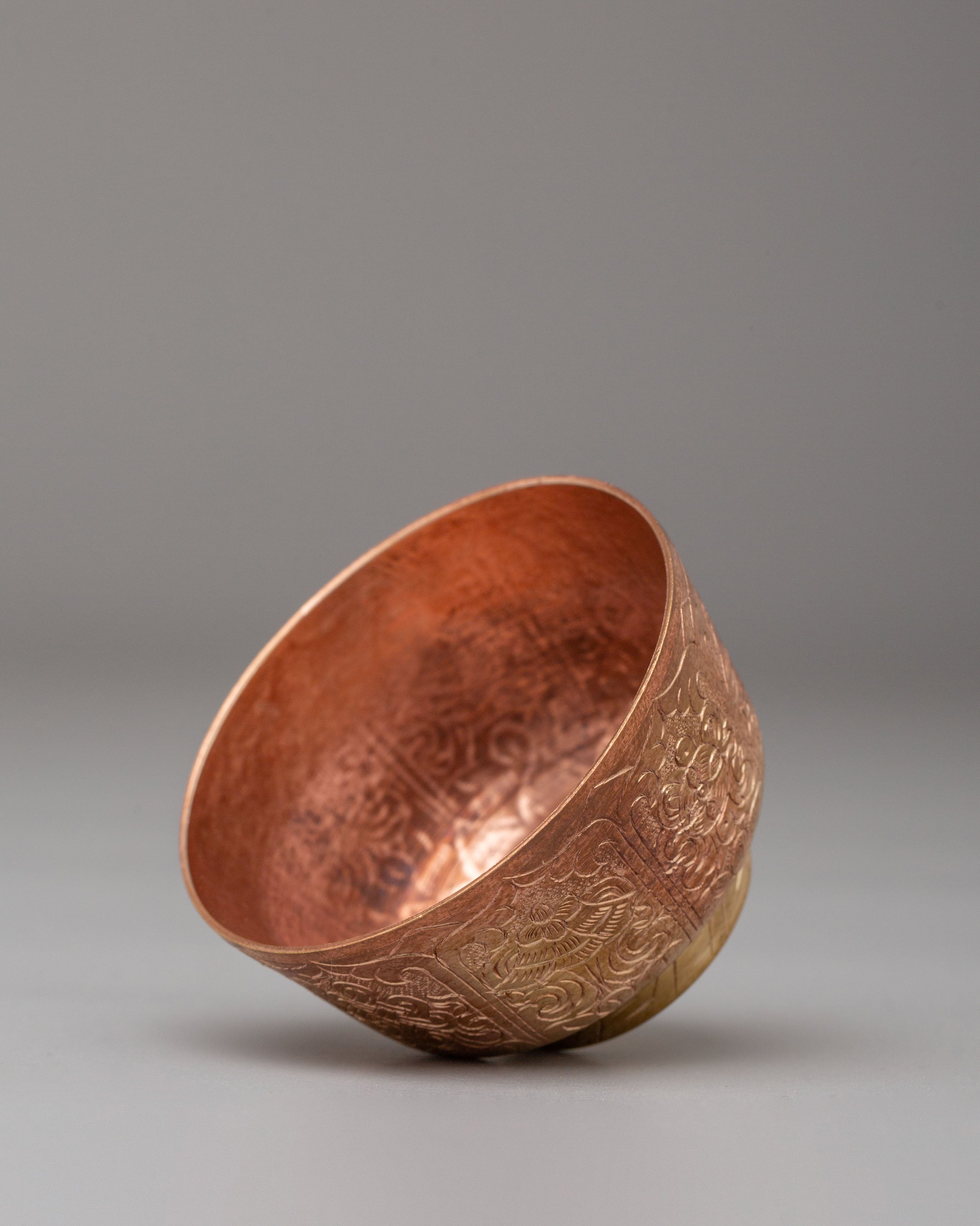 Traditional Tibetan Offering Bowl Set | Copper Bowls for Meditation & Spiritual Rituals
