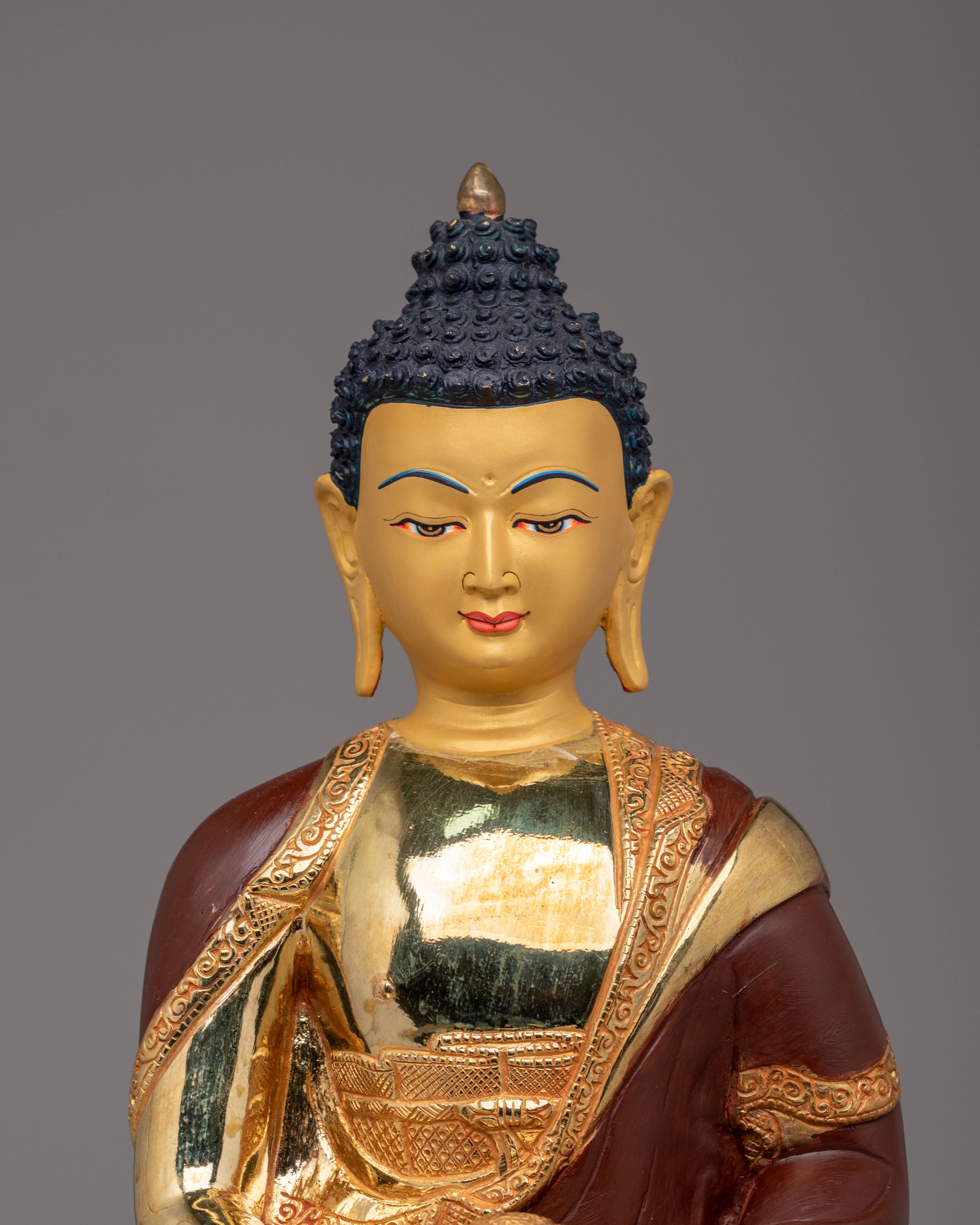 Tibetan Amitabha Buddha Altar Statue | Handcrafted Copper Body with Gold Plating
