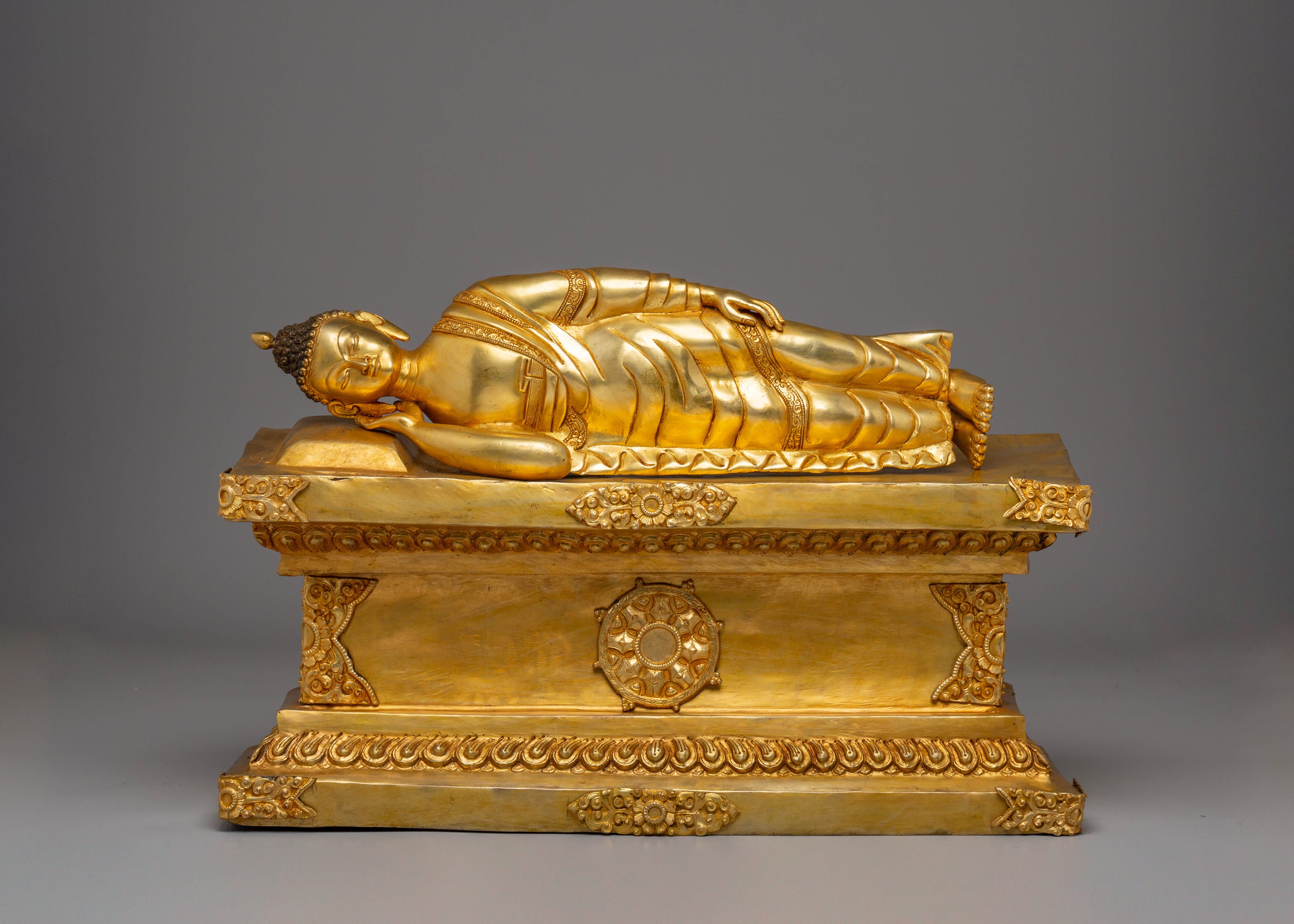 Handcrafted Sleeping Buddha Golden Statue | Symbol of Peace and Parinirvana