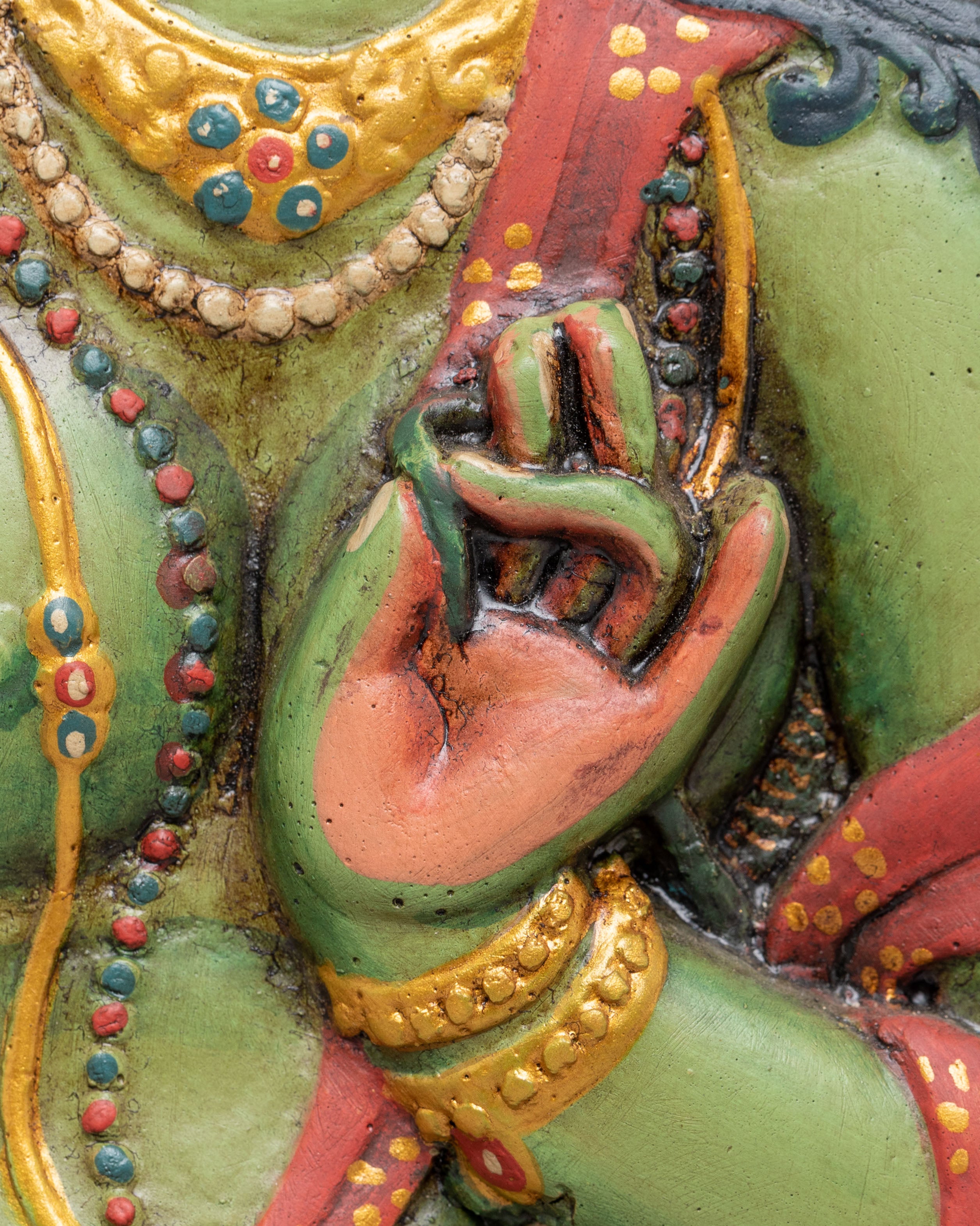 Traditional Green Tara Wall Hanging | Handcrafted Wooden Art