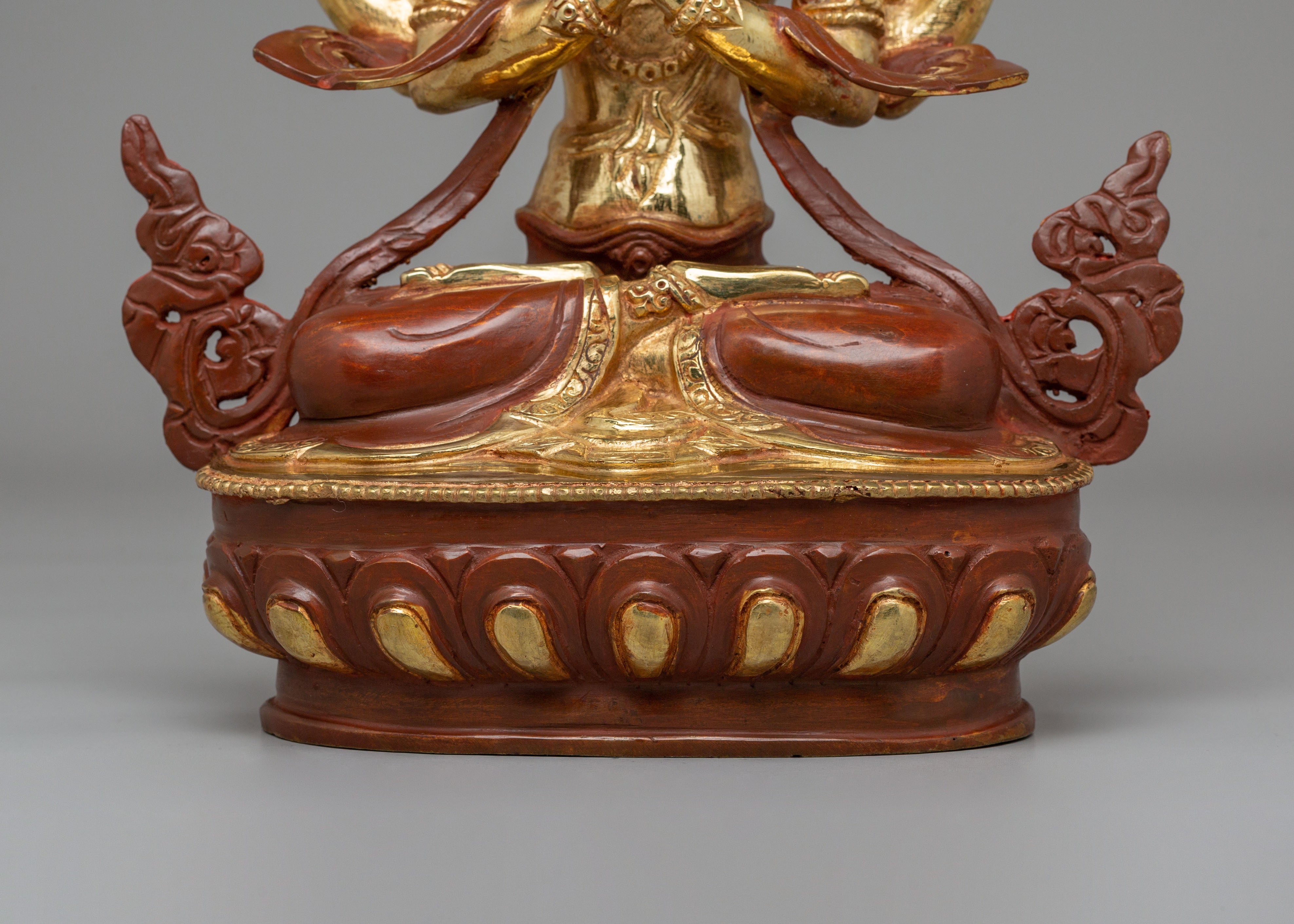 Handmade Four Armed Chenrezig Statue | Tibetan Bodhisattva of Compassion
