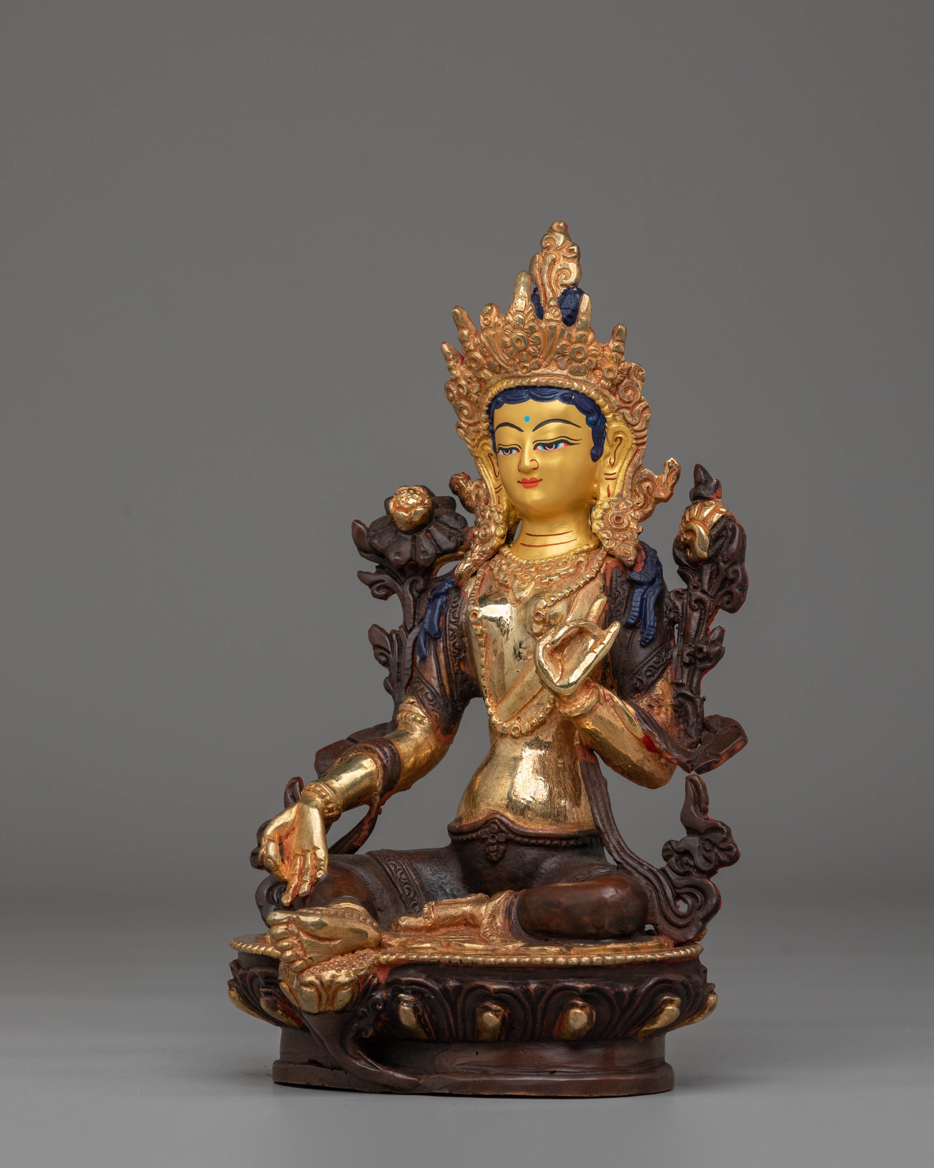 Green Tara Handcrafted Tibetan Sculpture | Himalayan Spiritual Art