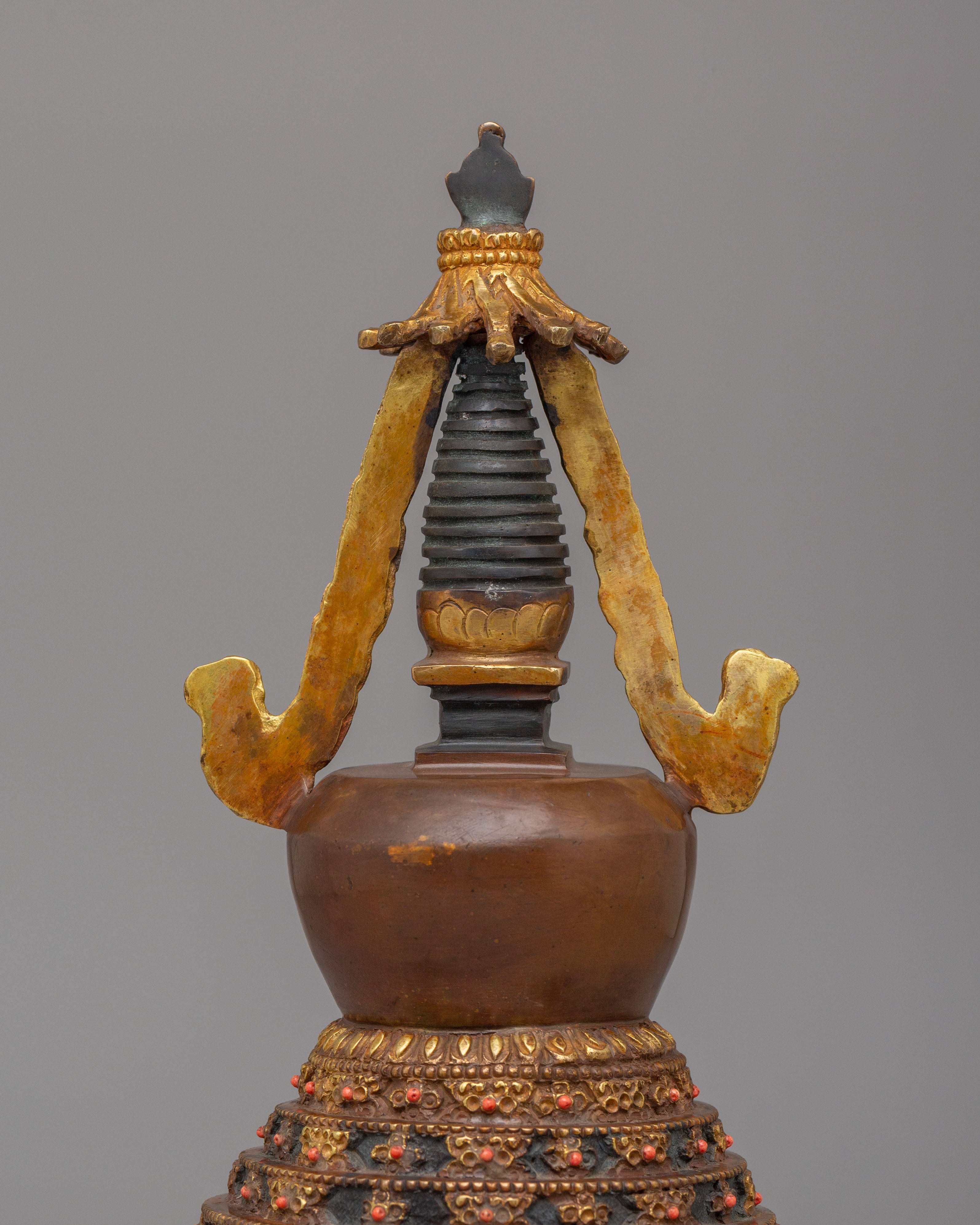 Sacred Lotus Blossom Stupa for Altar | Tibetan Buddhist Shrine Decor