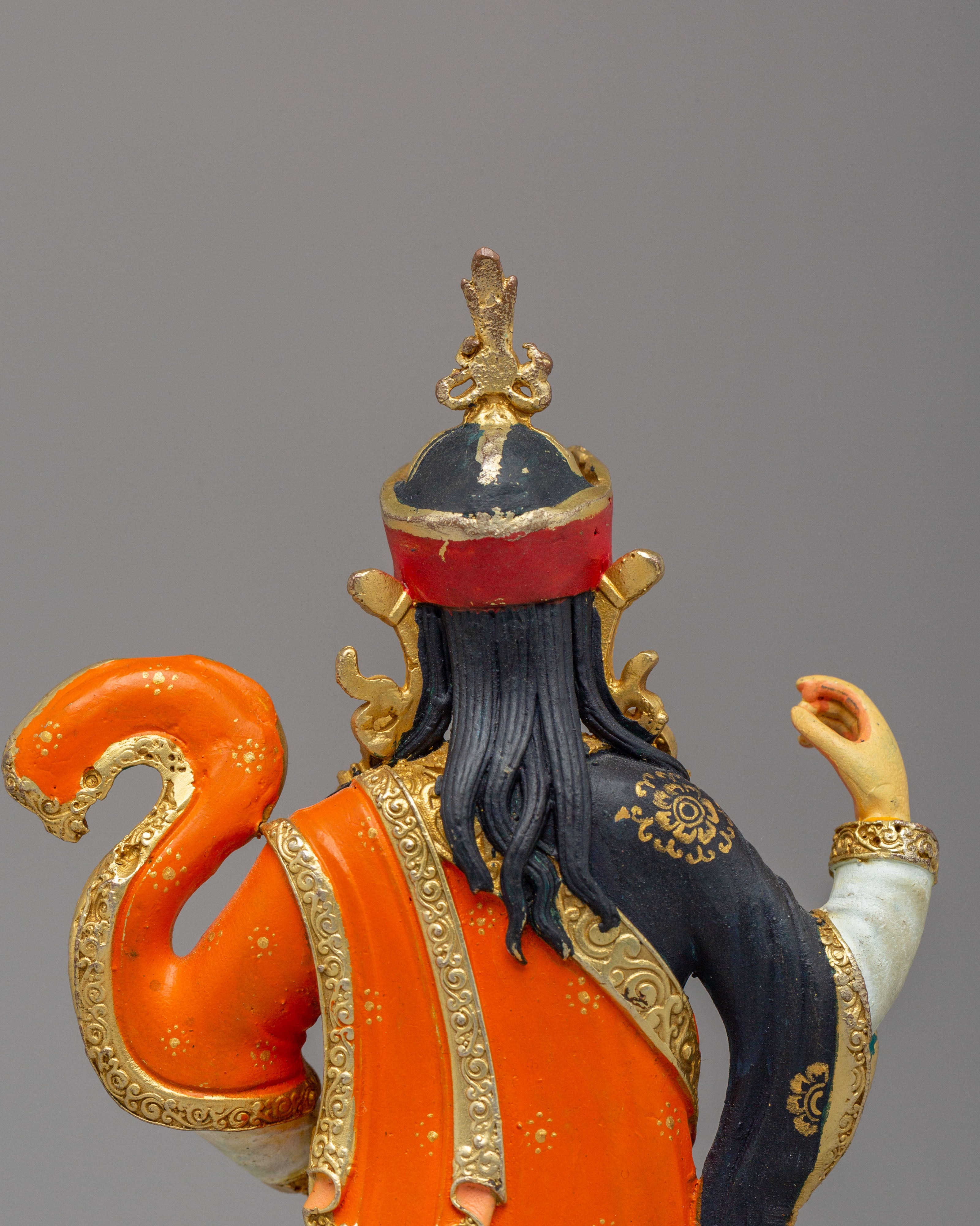 Tibetan Standing Guru Rinpoche Statue | Handcrafted Copper Figure for Altar