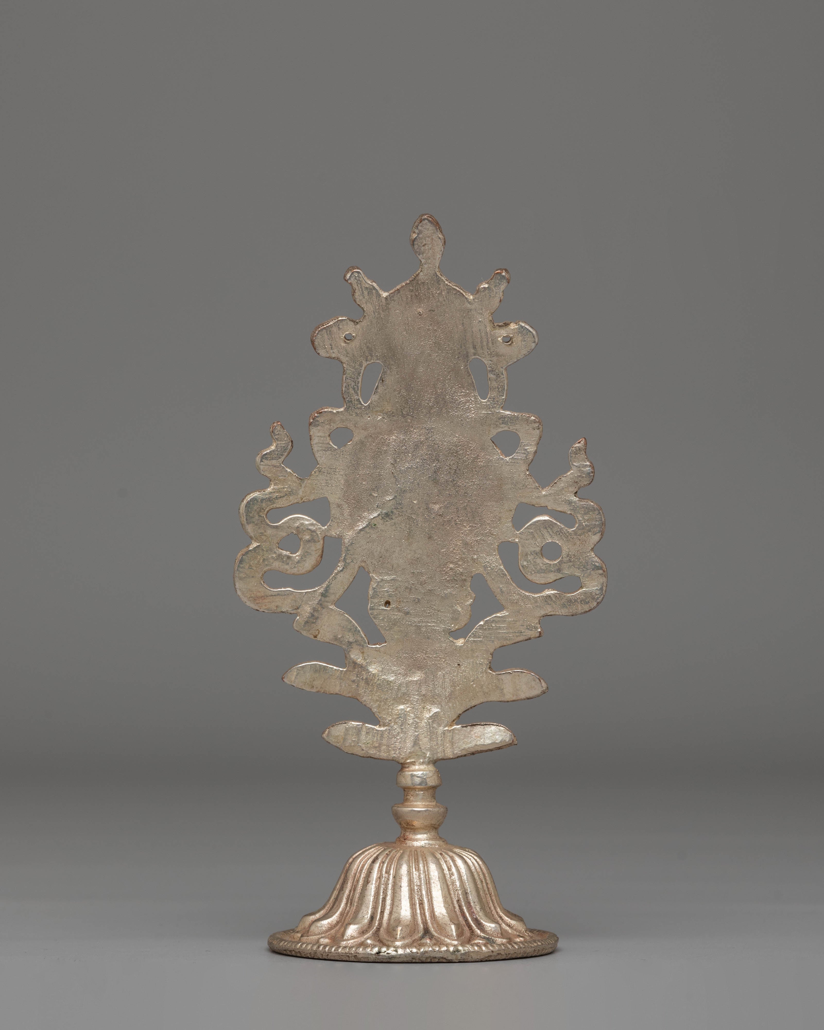 Handcrafted Silver Auspicious Symbol | Tibetan Ritual Decor