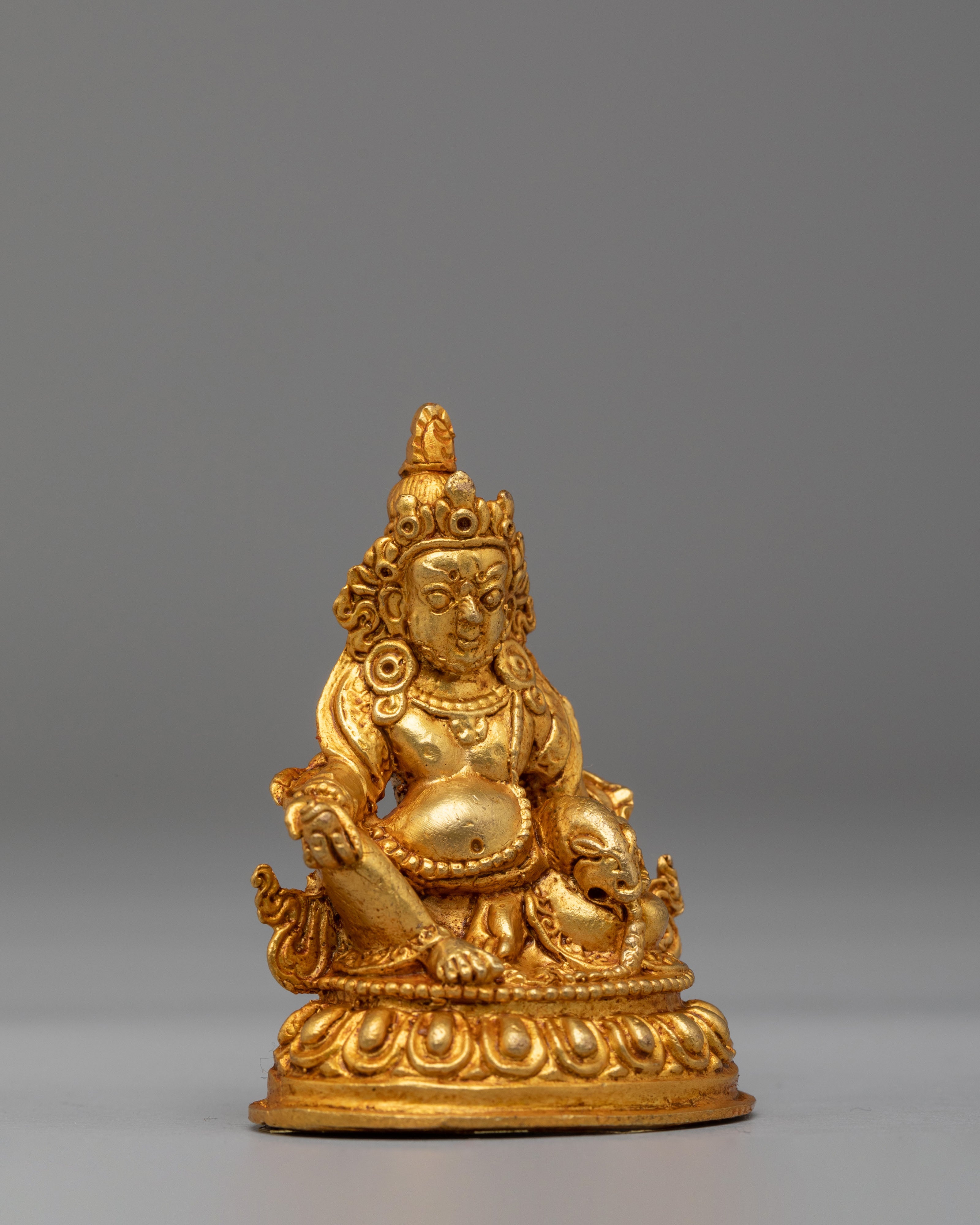 Dzambhala Wealth Deity Altar Statue | Gold-Plated Copper Statue