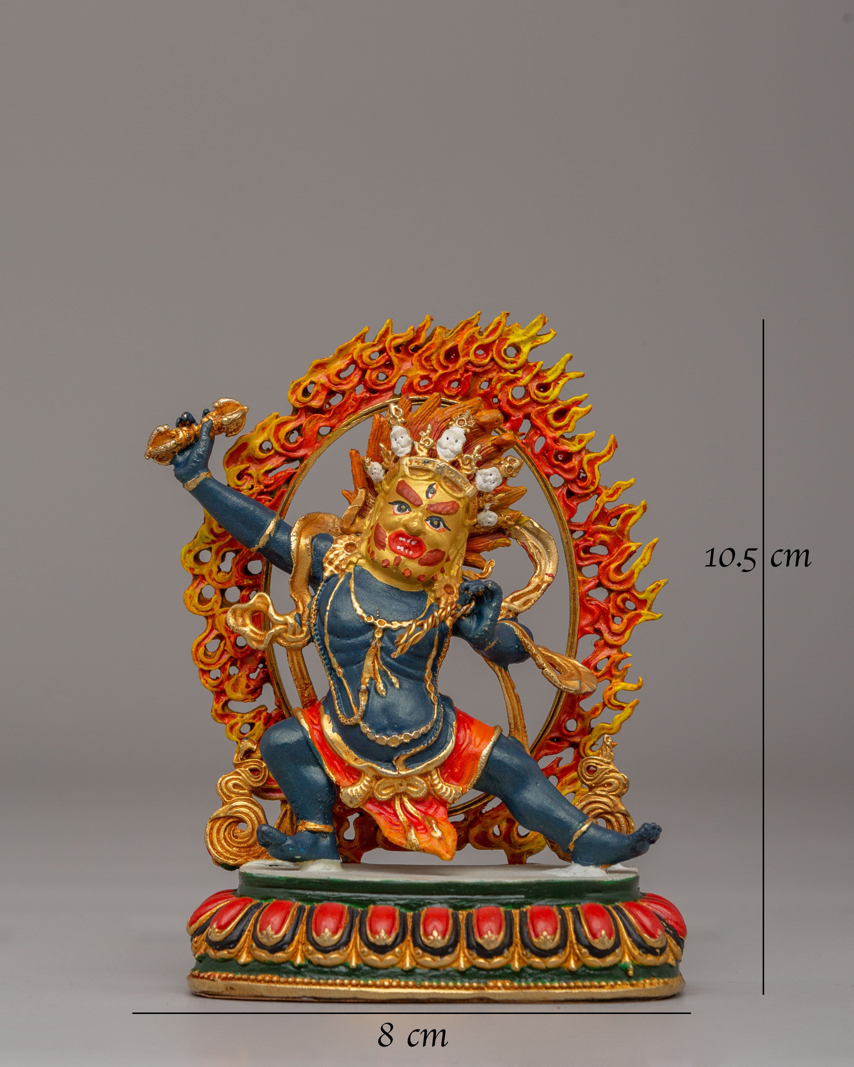 Tibetan Wrathful Vajrapani Sculpture | 24K Gold Plated Tibetan Protector