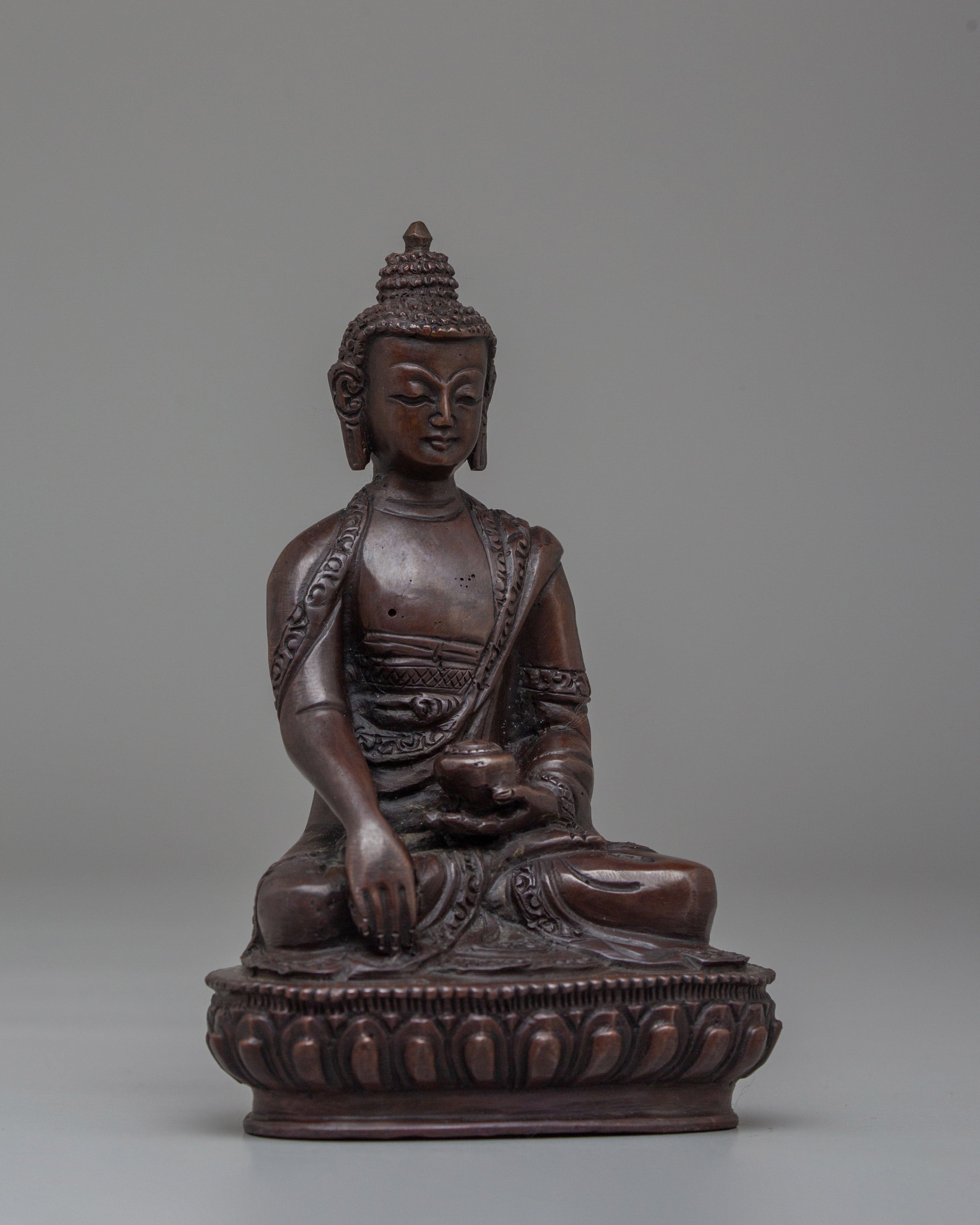 Oxidized Copper Shakyamuni Buddha Statue | Tibetan Artwork