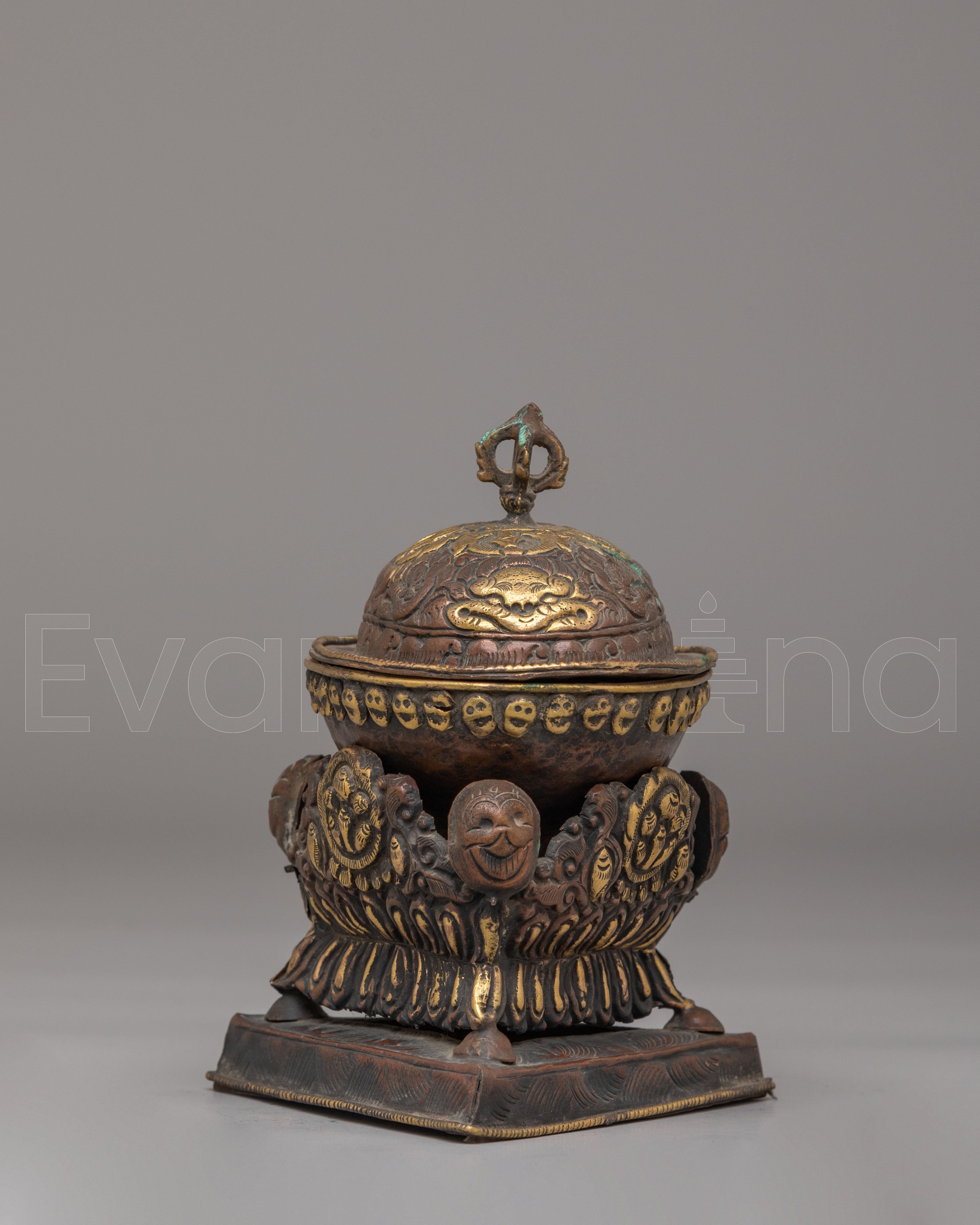 Decorative Buddhist Kapala Vessel | Tibetan Ritual Skull Cup