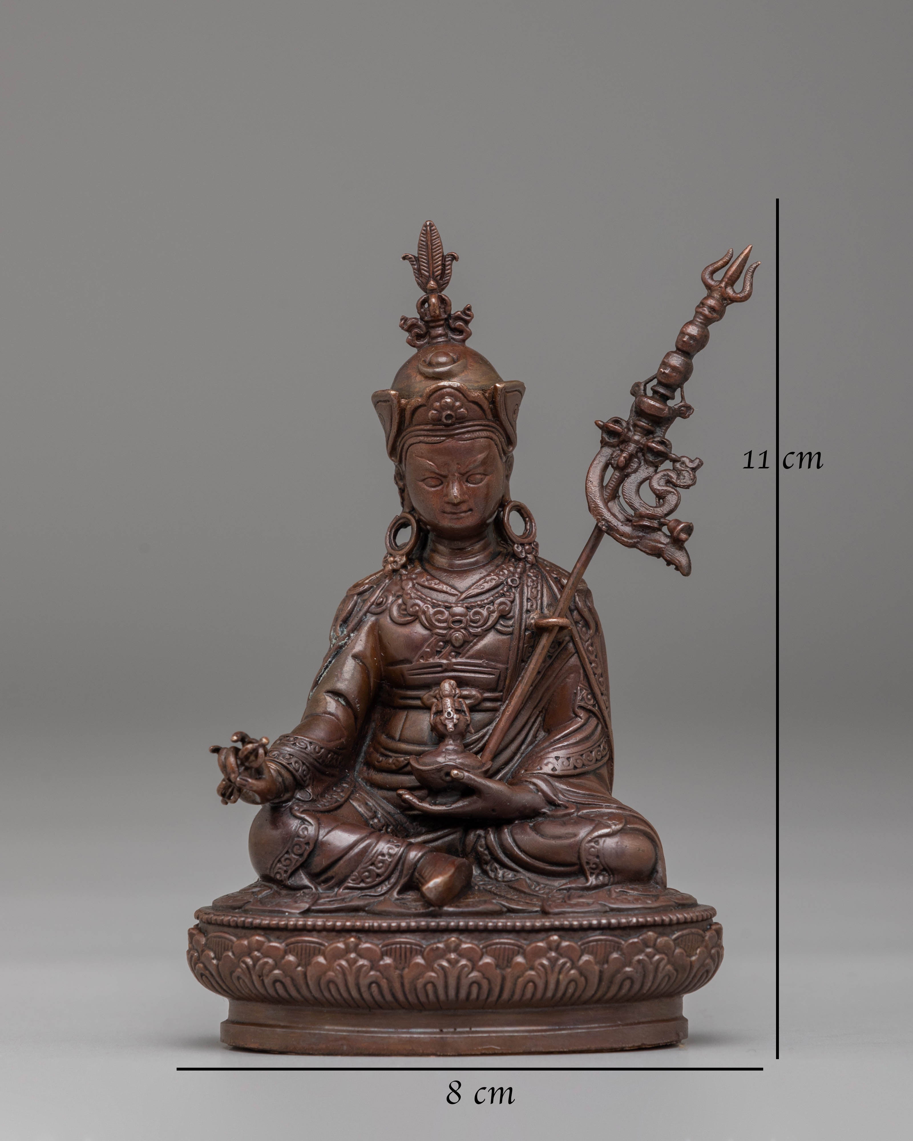 Traditional Tibetan Guru Rinpoche Statue | Oxidized Copper Figurine