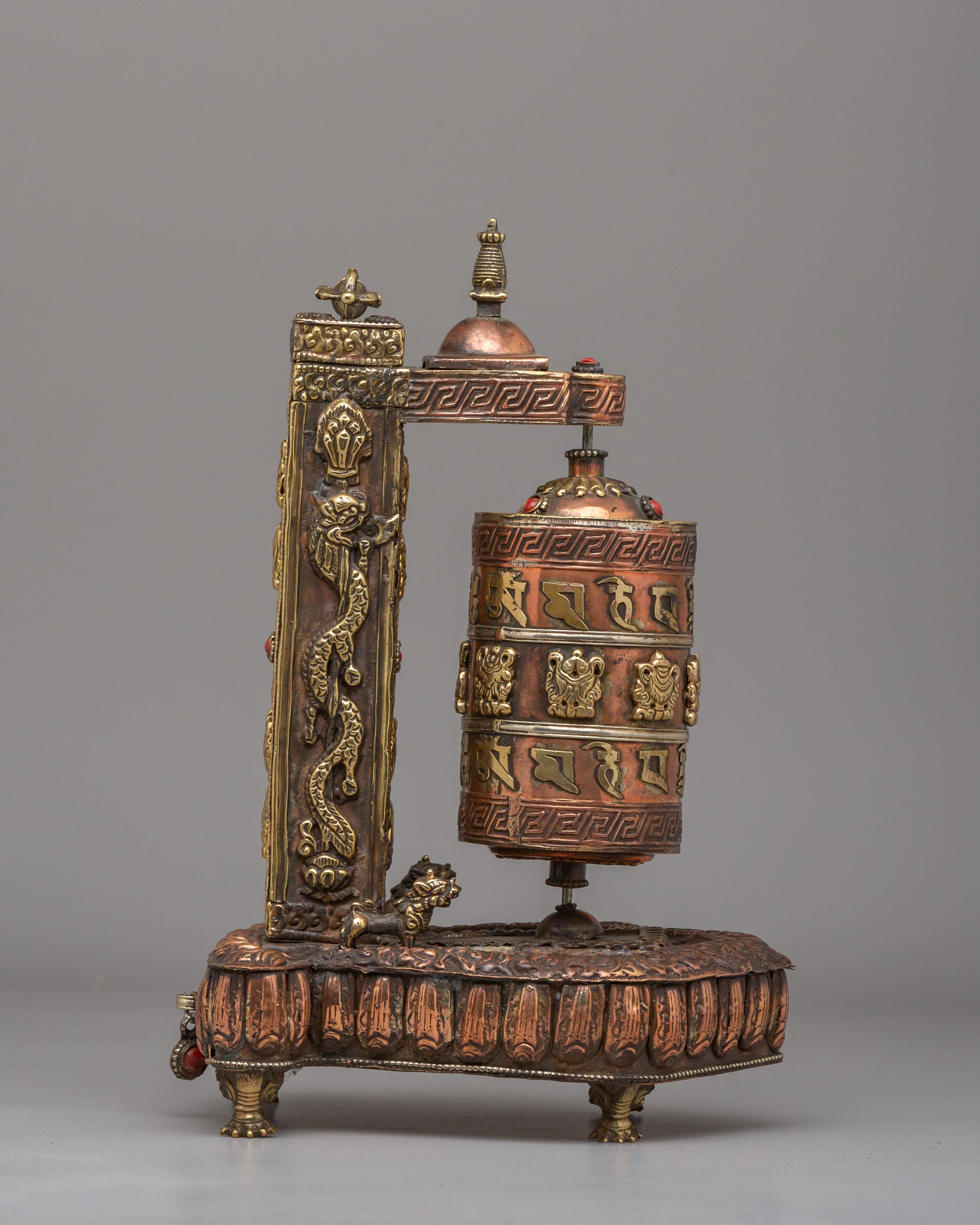 Spiritual Prayer Wheel with Incense Burner | Sacred Tibetan Ritual Object