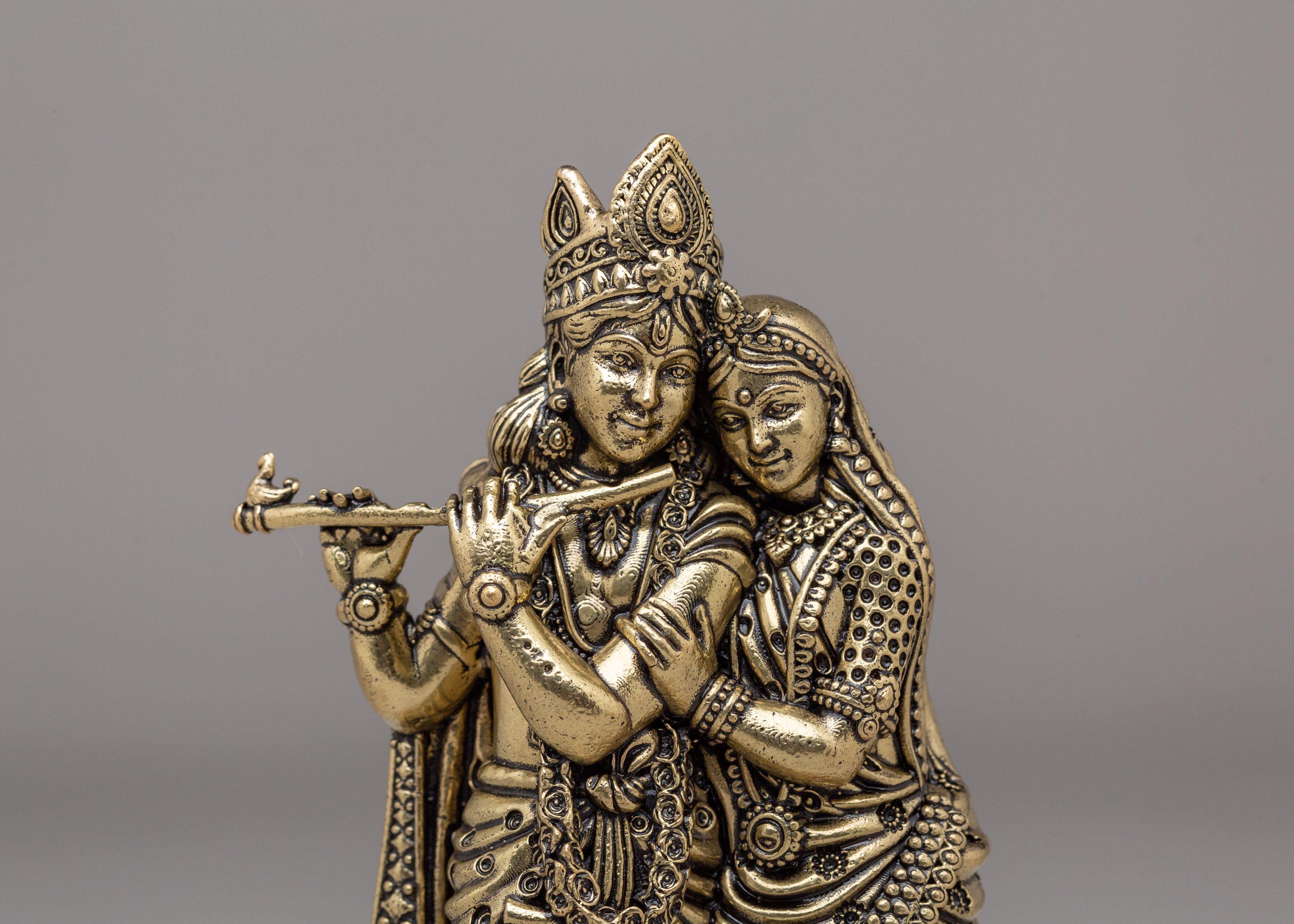 Himalayan Radha Krishna Altar Statue | Handcrafted Brass Statue