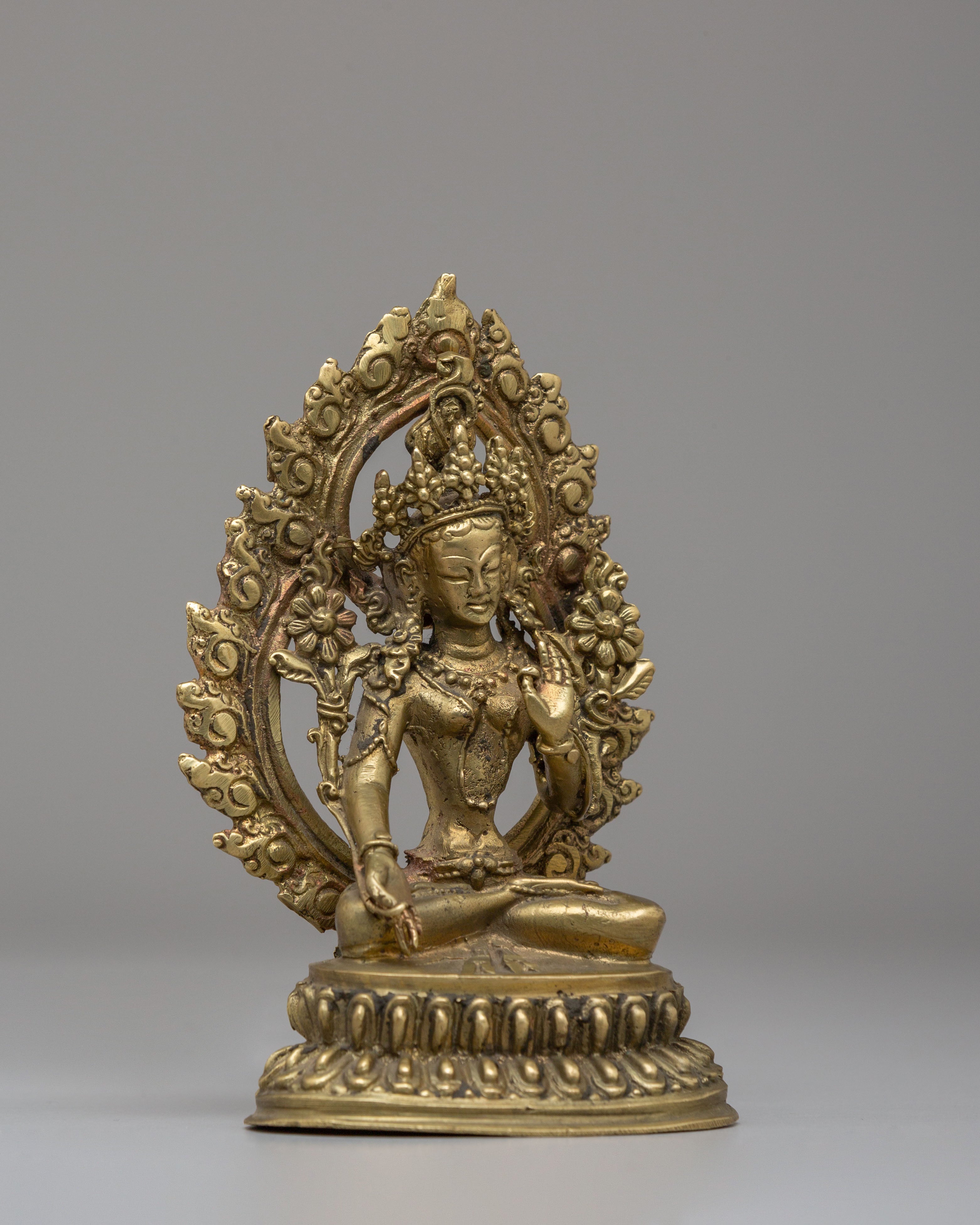 White Tara Deity Statue | Brass Buddhist Altar Decor