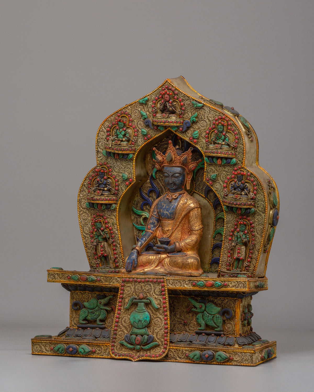 Himalayan Crowned Shakyamuni Buddha Statue | Crowned Buddha Figurine