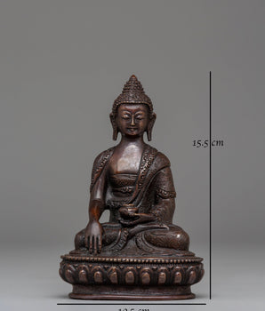 Shakyamuni Buddha Oxidized Tibetan Figurine