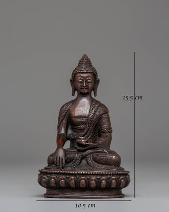 Shakyamuni Buddha Oxidized Tibetan Figurine