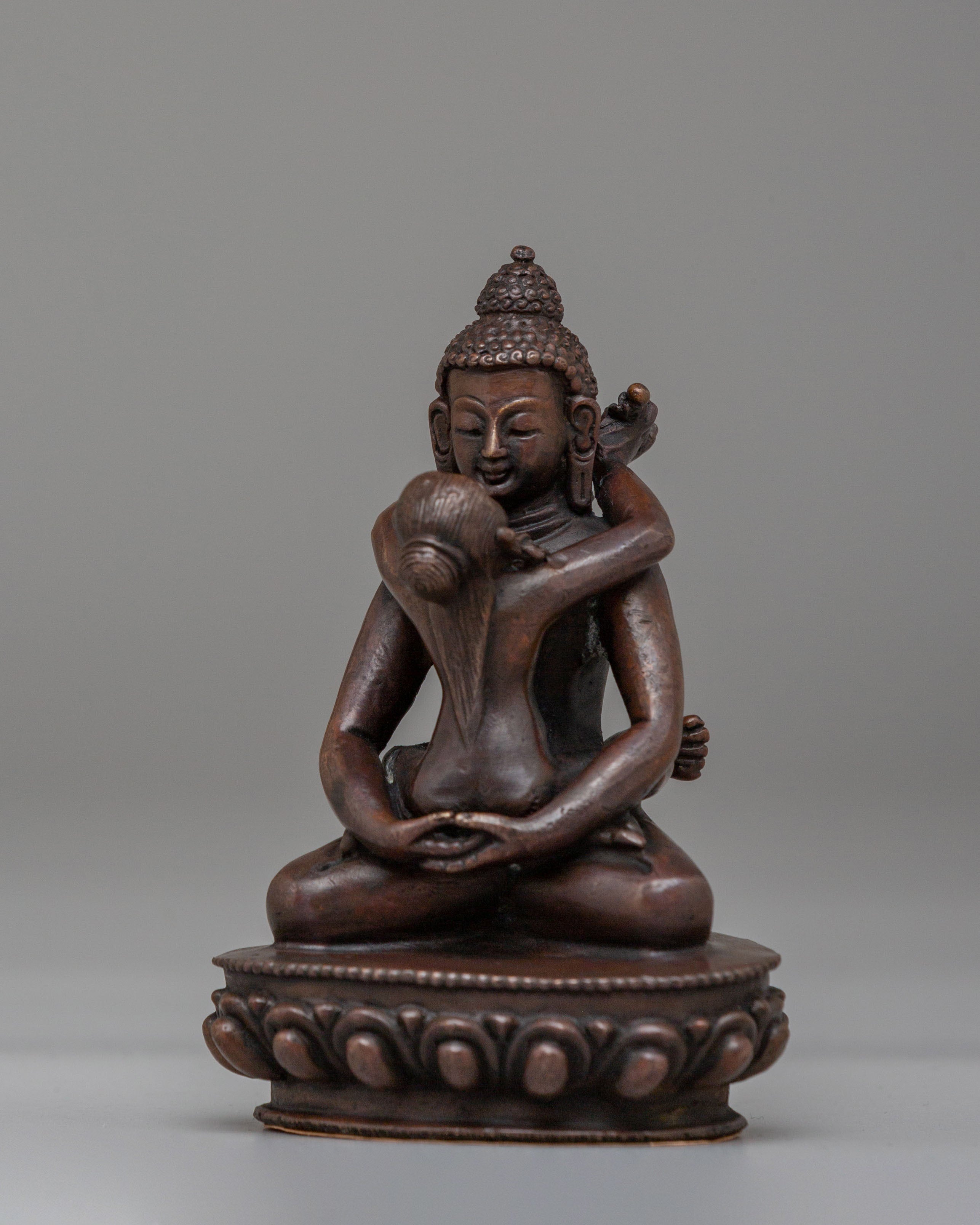 Samantabhadra With Consort Altar Sculpture | Oxidized Copper Body Statue