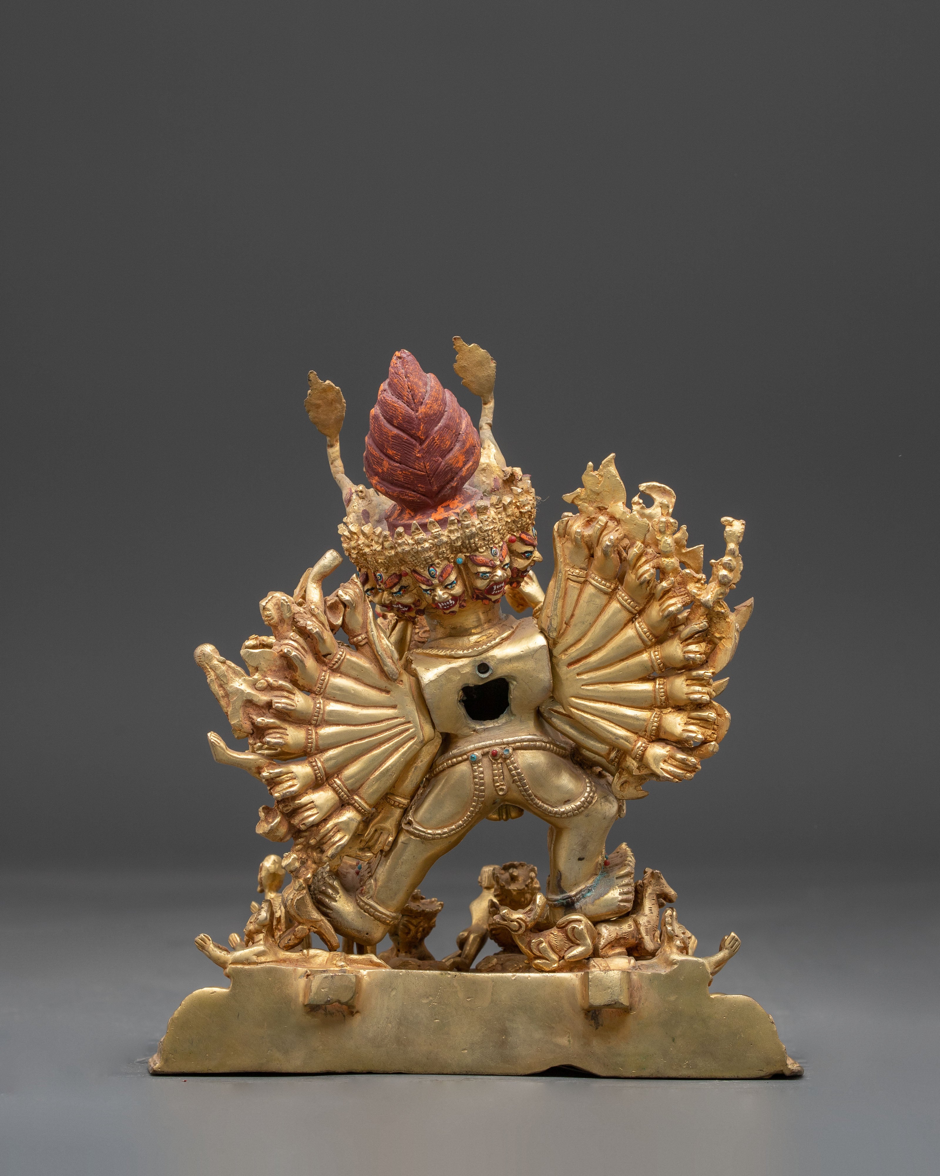 Tibetan Yamantaka With Consort Statue | Wrathful Deity Sculpture