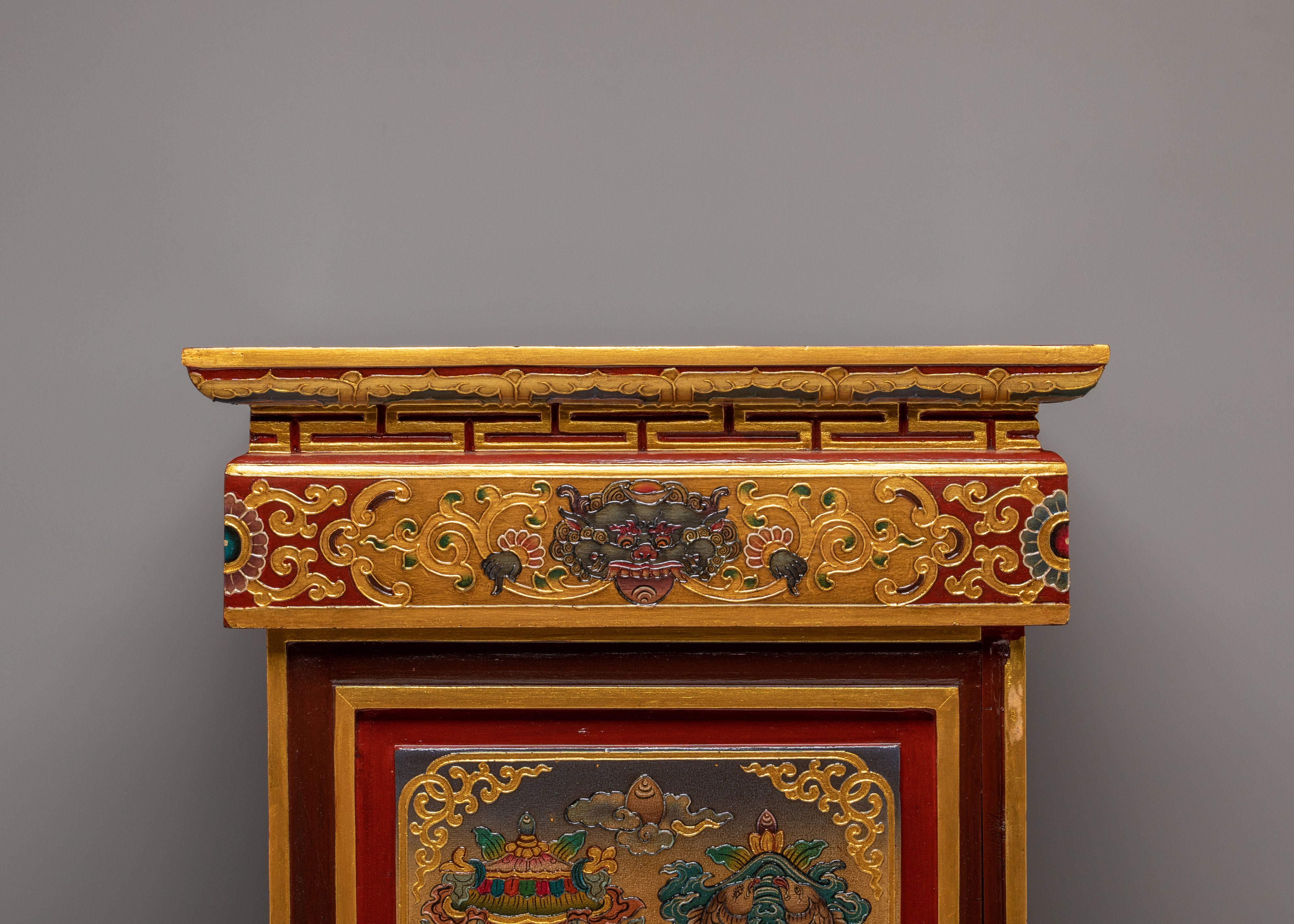 Sacred Tibetan Folding Table | Handcrafted Wooden Table for Meditation & Rituals