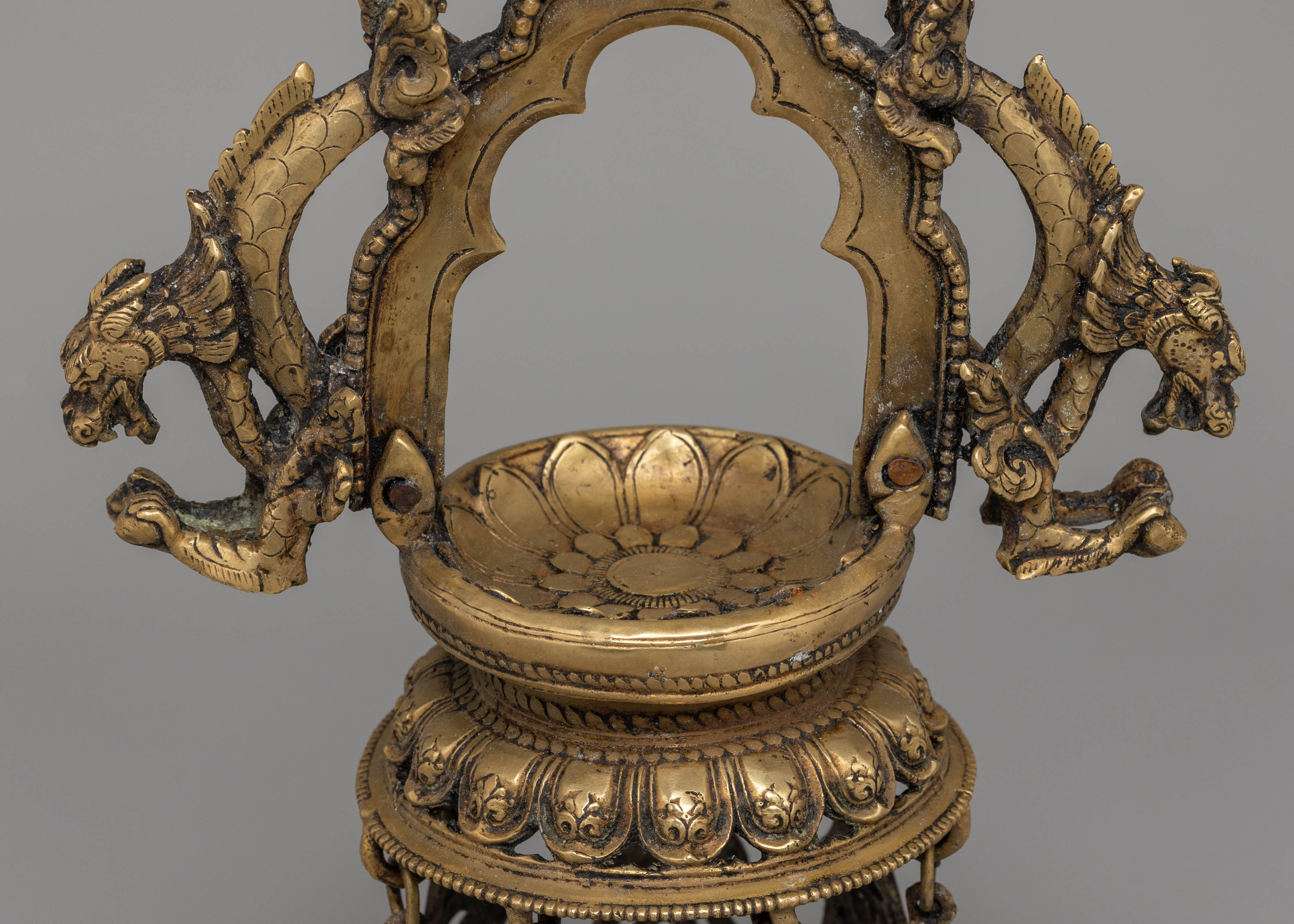 Tibetan Dalucha Oil Lamp | Traditional Brass Ritual Lamp