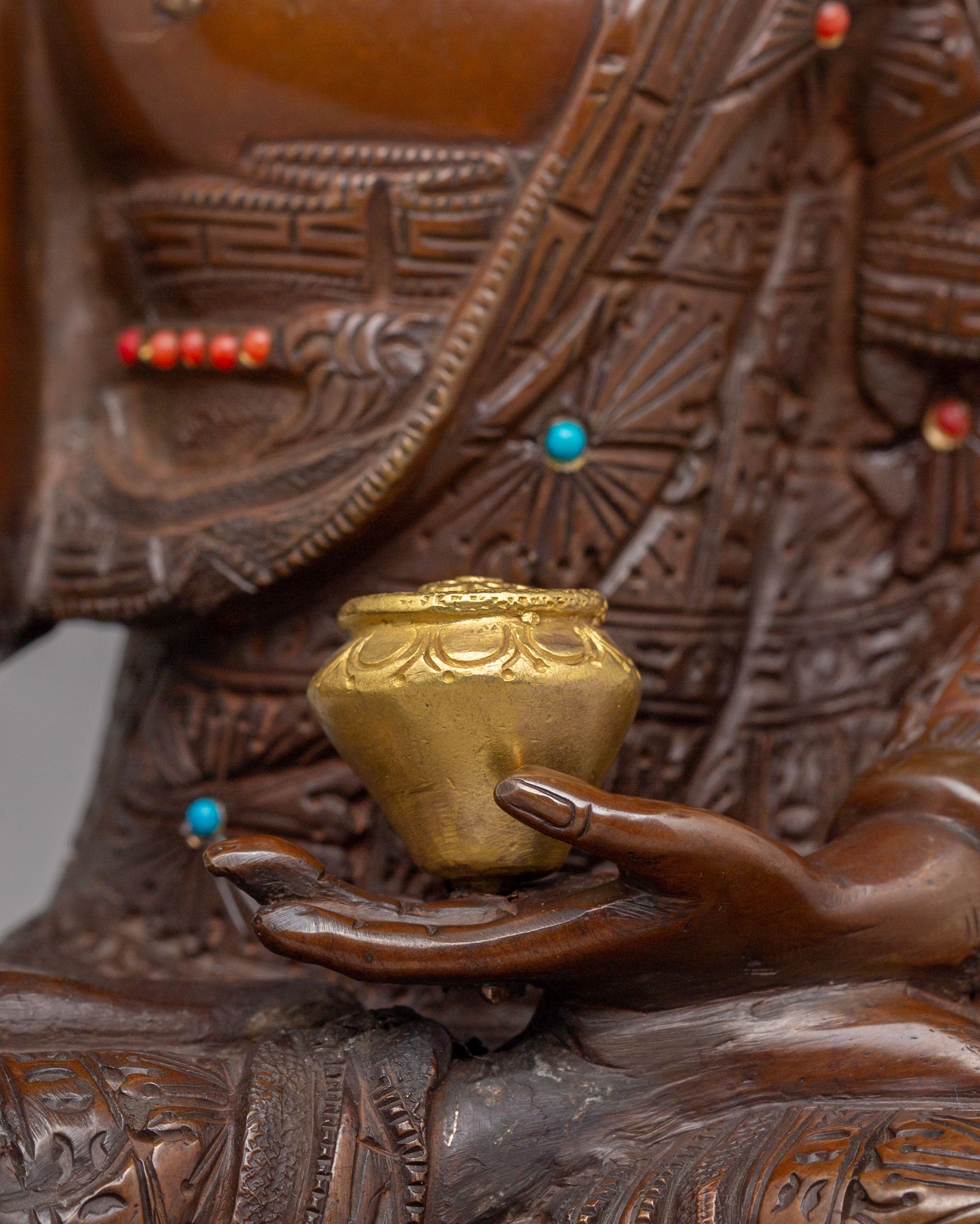 Handcrafted Shakyamuni Buddha Sculpture | Oxidized Copper Body with 24K Gold Plating