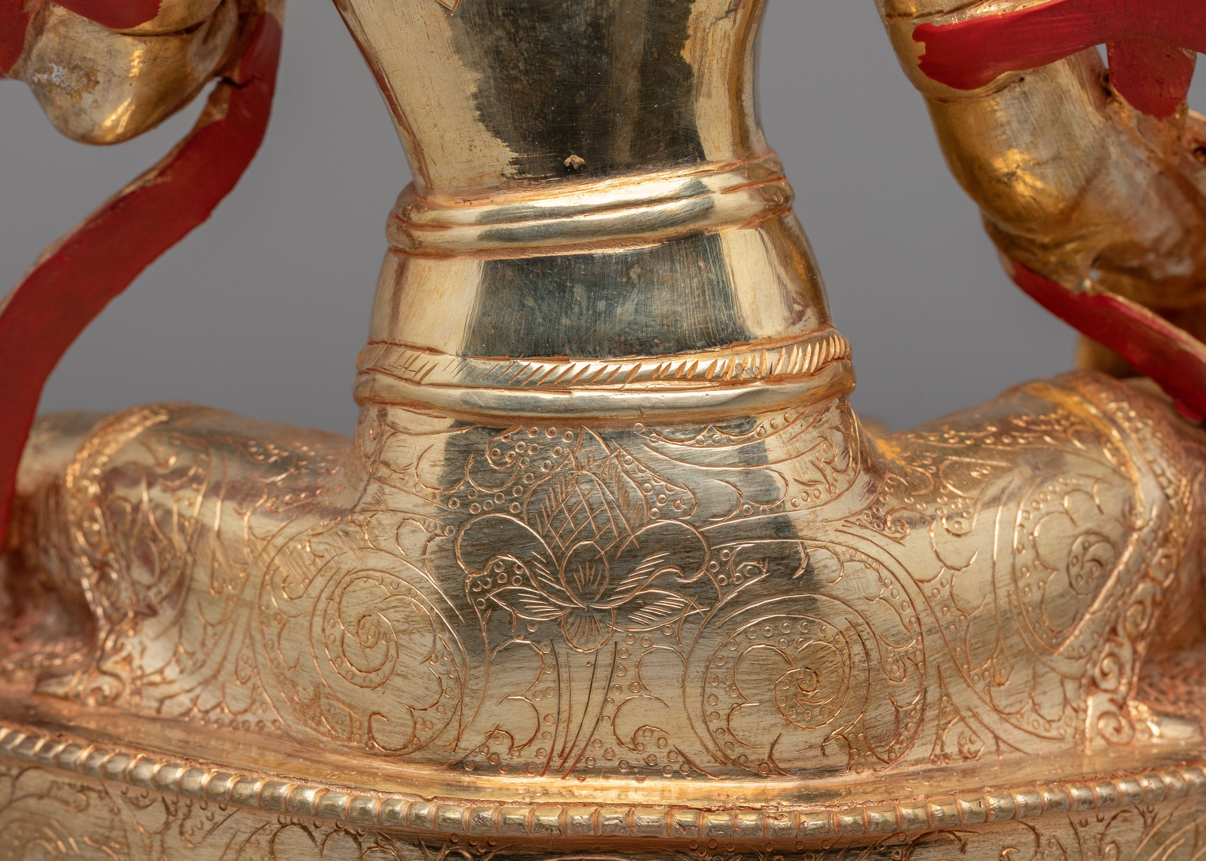 Sacred Green Tara Sculpture | Copper Body with 24K Gold Plating and Gemstones