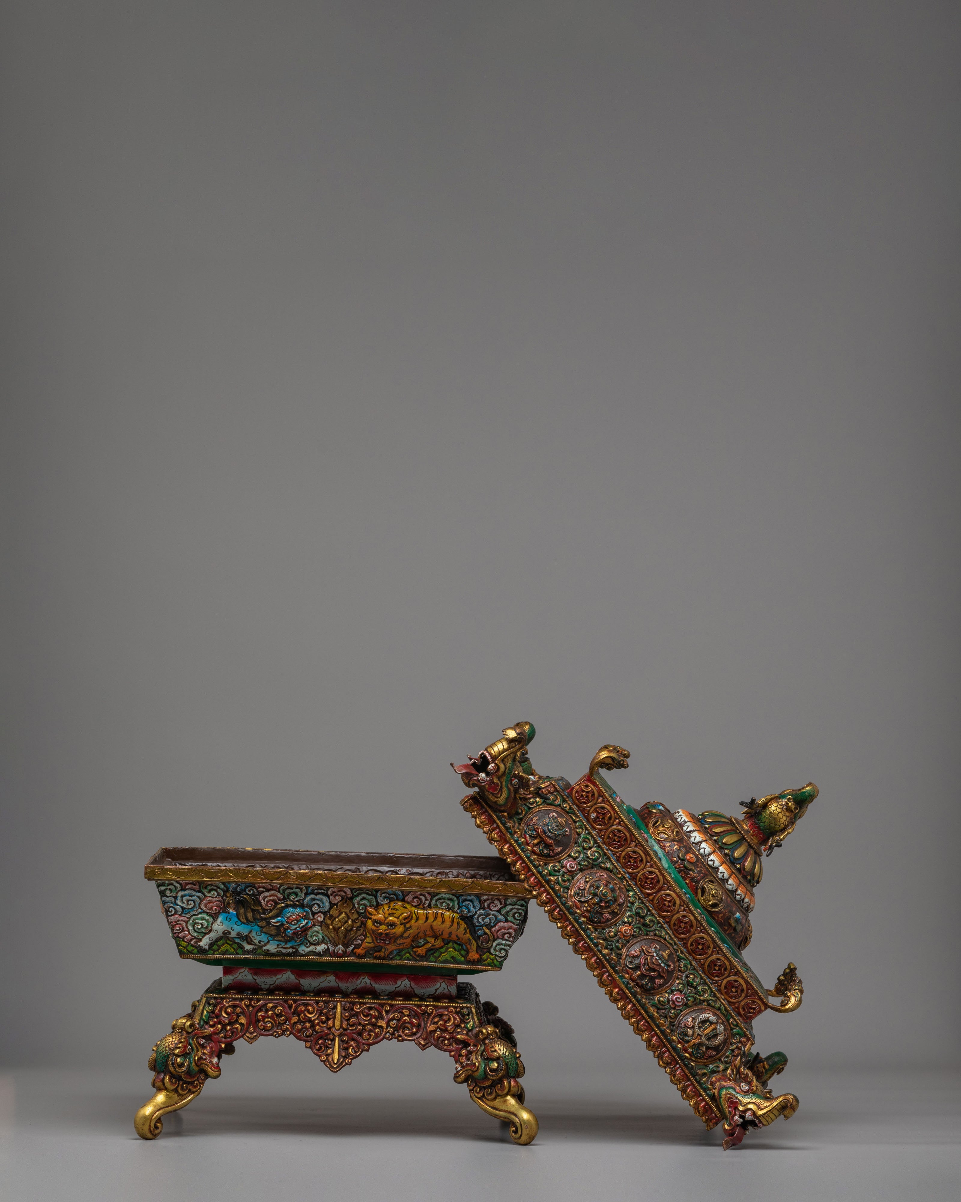 Handcrafted Ceremonial Incense Burner | Gold and Acrylic Color