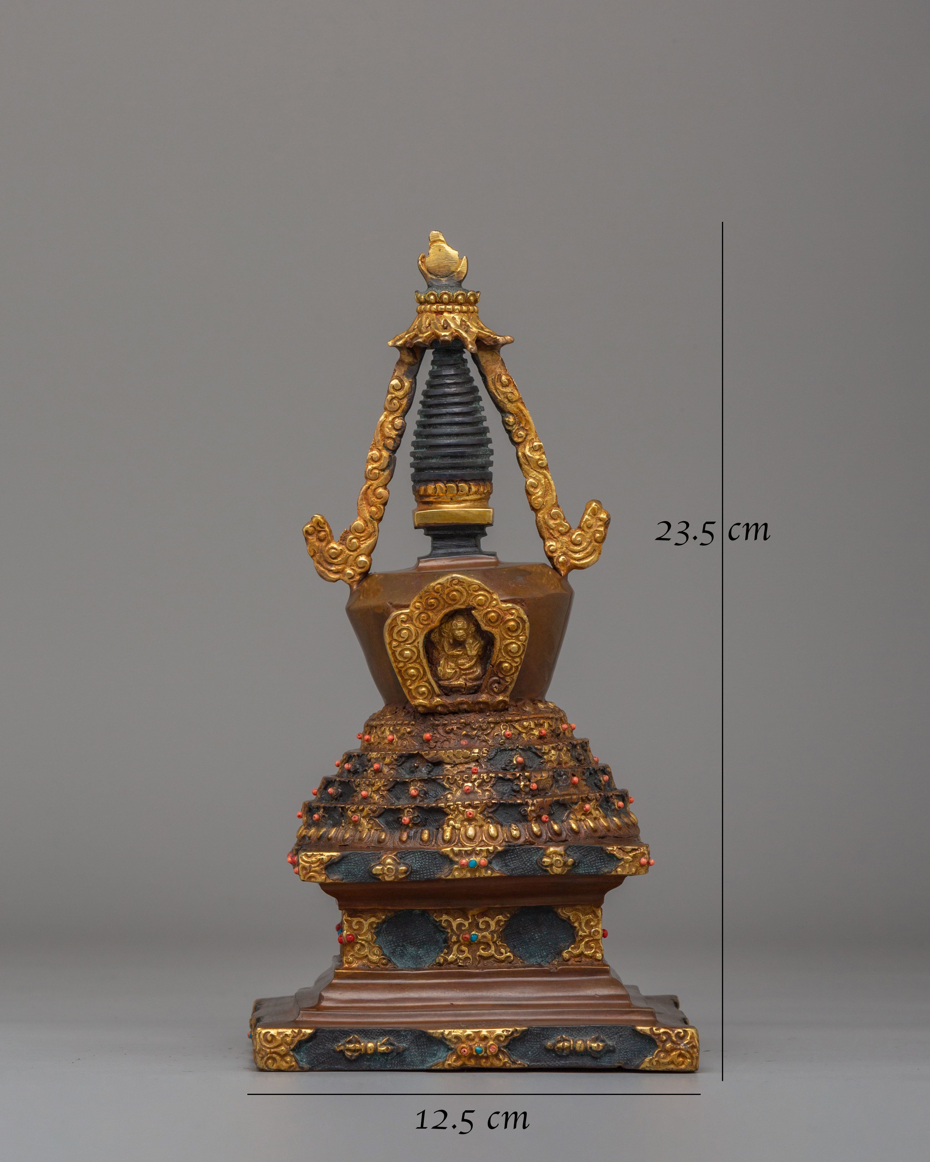 Traditional Tibetan Lotus Blossom Stupa | Handcrafted Spiritual Decor