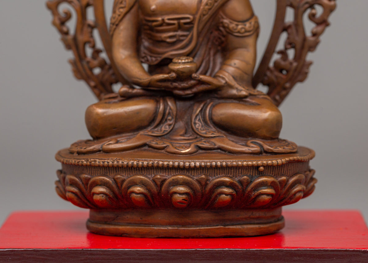 Amitabha Buddha Deity Statue | Handcrafted Copper & Wood Figure